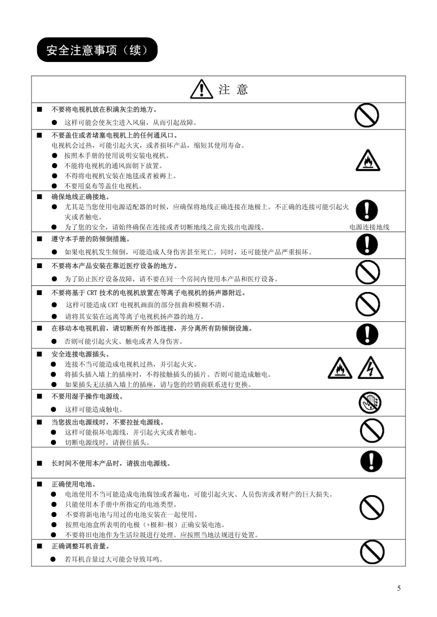 日立等离子彩色电视机P60X101C型使用说明书-5 日立等离子彩色电视机P60X101C型使用说明书-5