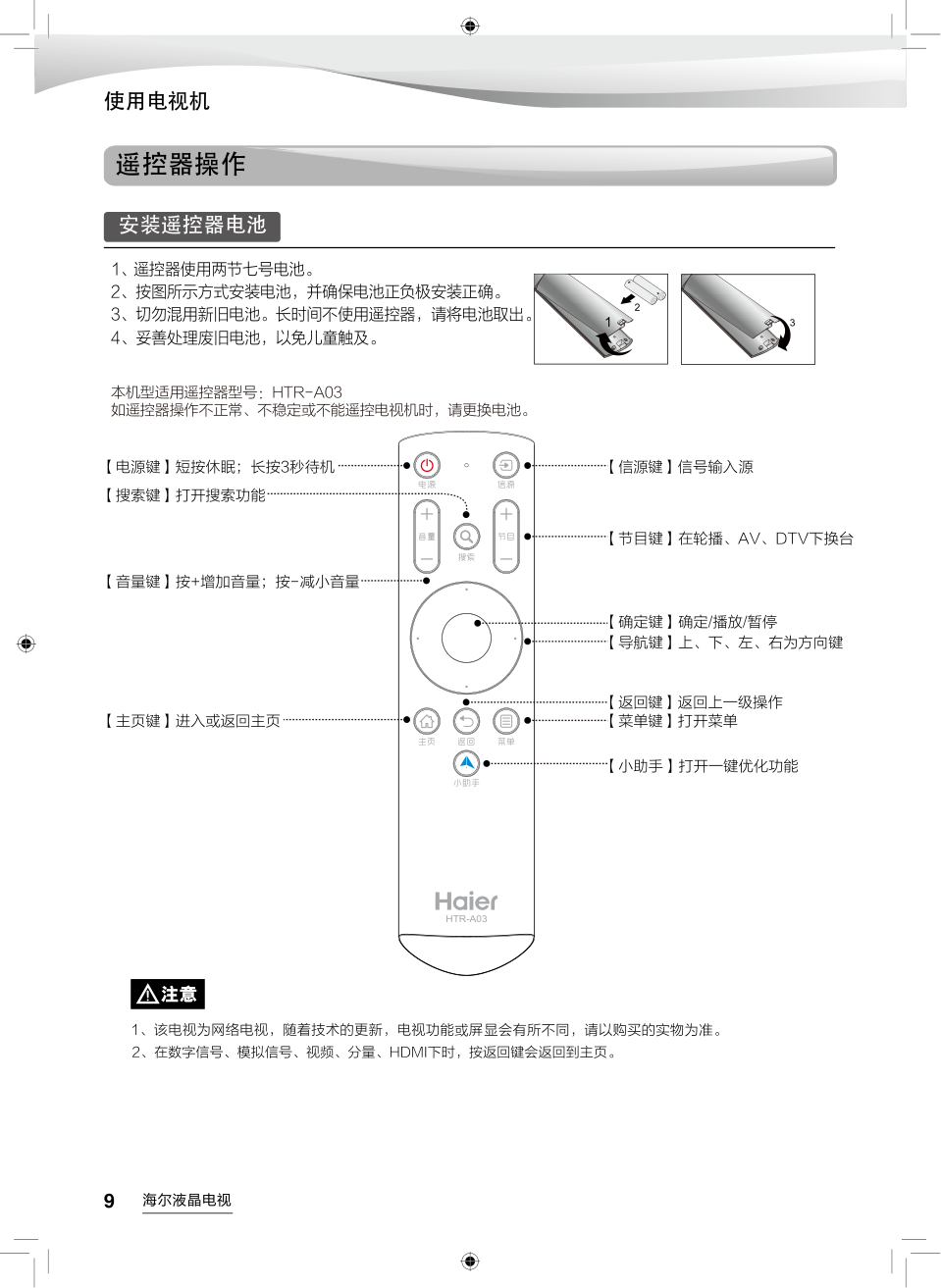 海尔LE42B510F液晶彩电使用说明书-9