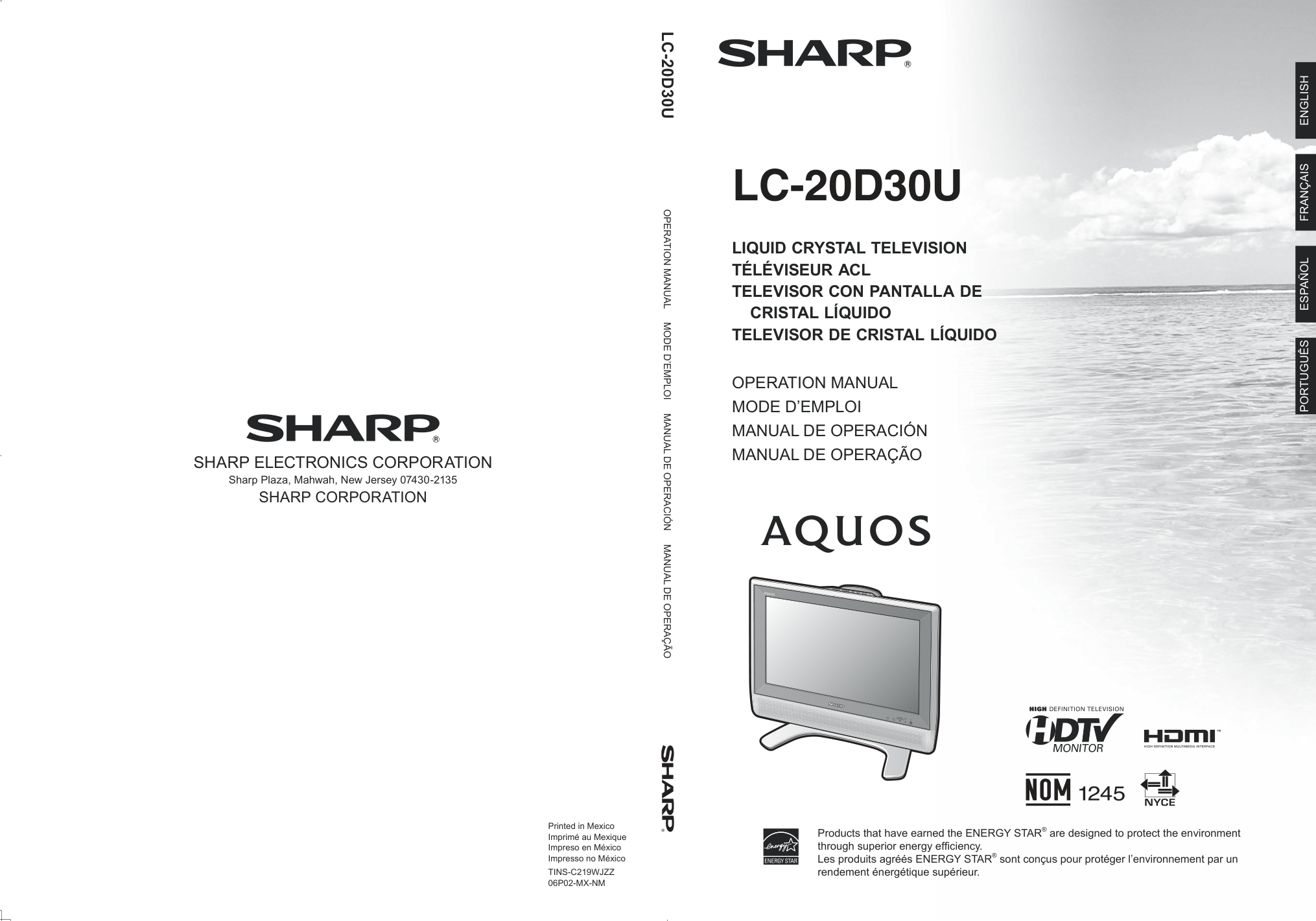 夏普LC-20D30U彩电使用说明书-1 夏普LC-20D30U彩电使用说明书-1