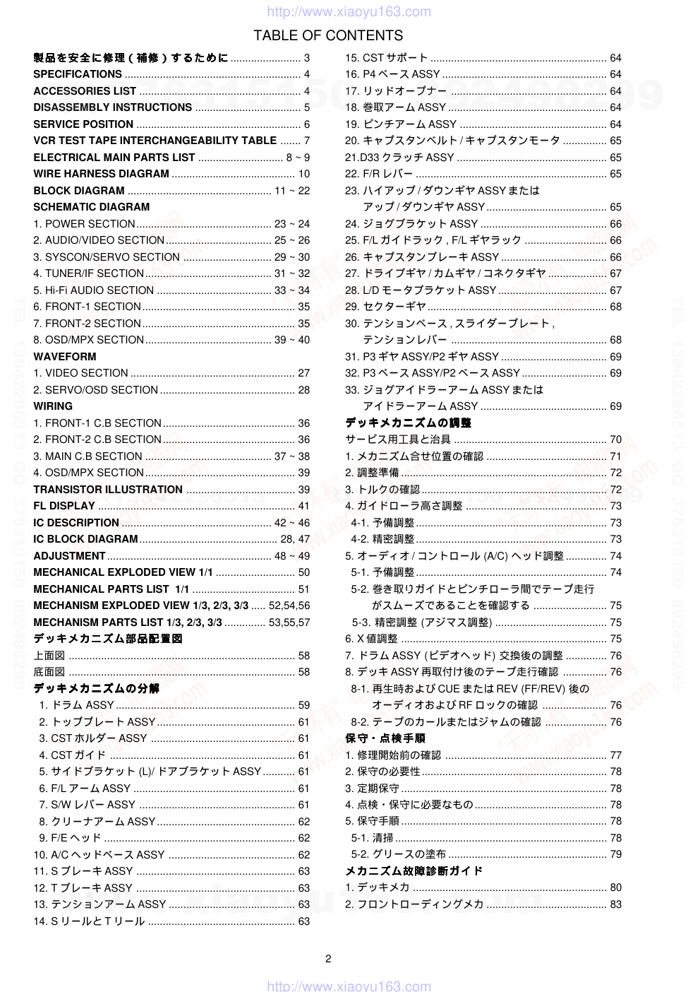 爱华AIWA HV-BX100D放像机维修手册-1 爱华AIWA HV-BX100D放像机维修手册-1