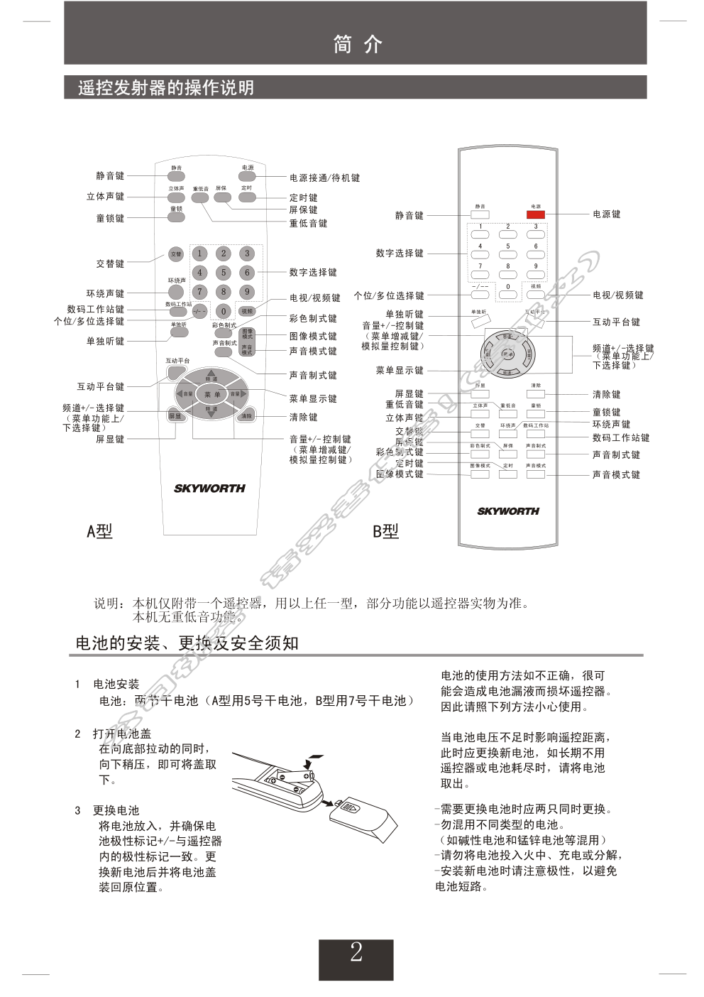 创维25NP9000(5P30机芯)彩电使用说明书-2 创维25NP9000(5P30机芯)彩电使用说明书-2