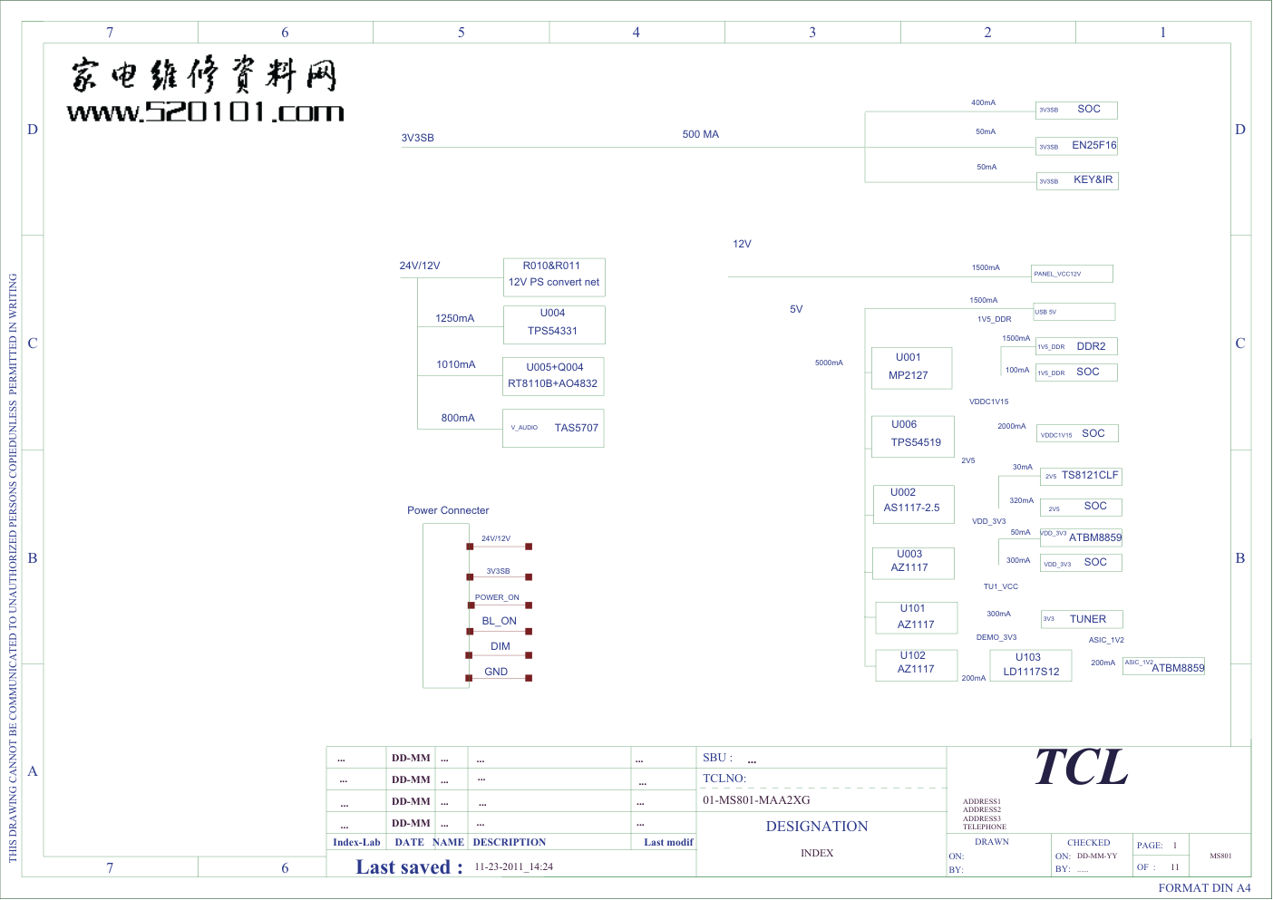 TCL L42E5300D液晶电视(MS801机芯)电路原理图-0 TCL L42E5300D液晶电视(MS801机芯)电路原理图-0