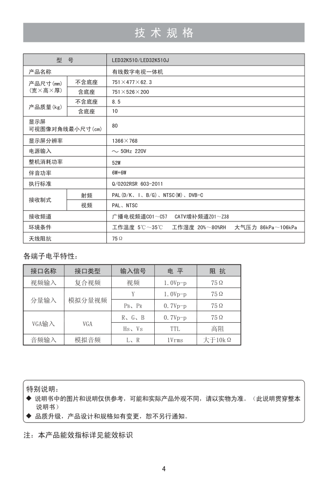 海信LED32K510J液晶彩电使用说明书-4