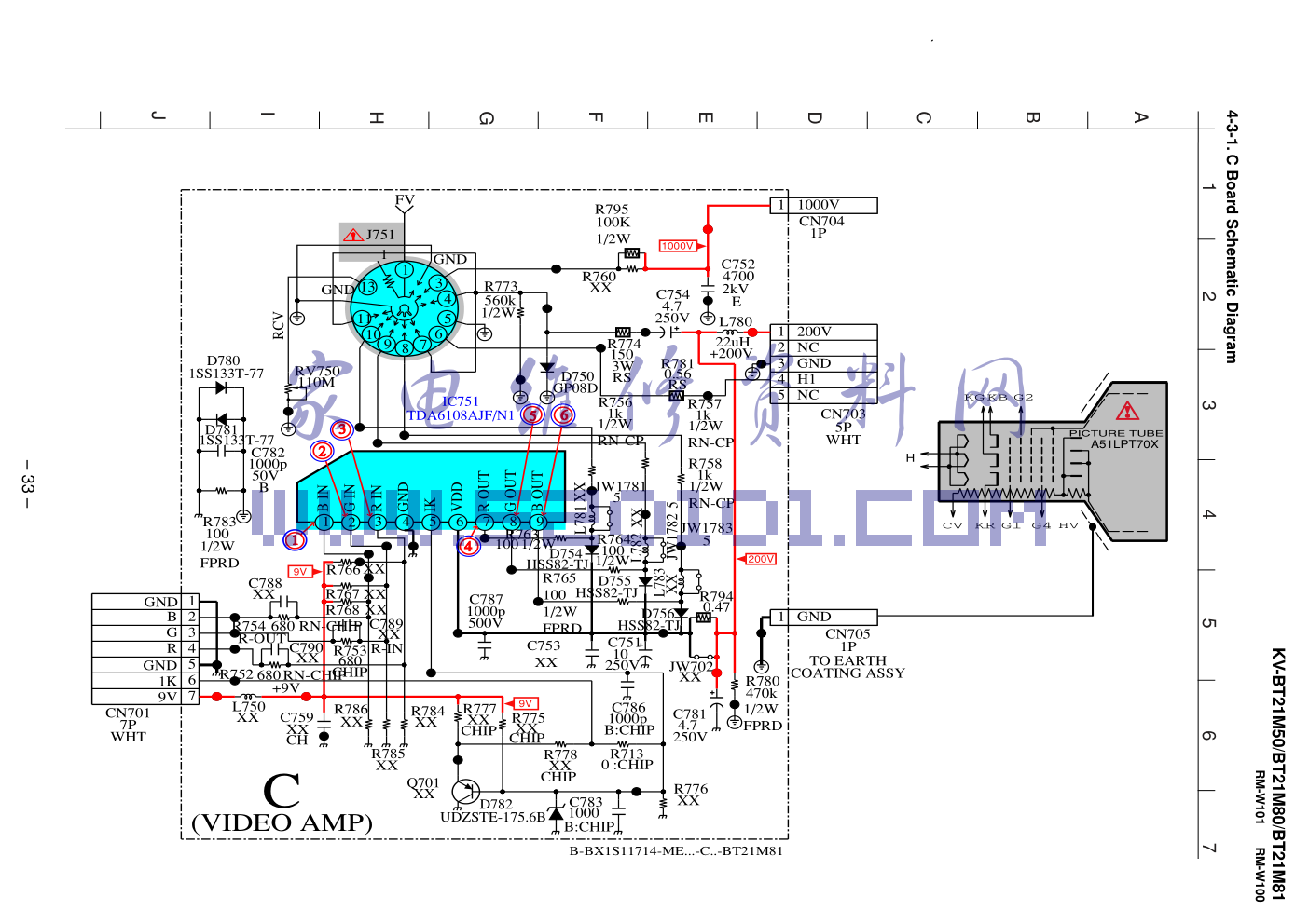 索尼 KV-BT21M50彩电图纸-4 索尼 KV-BT21M50彩电图纸-4