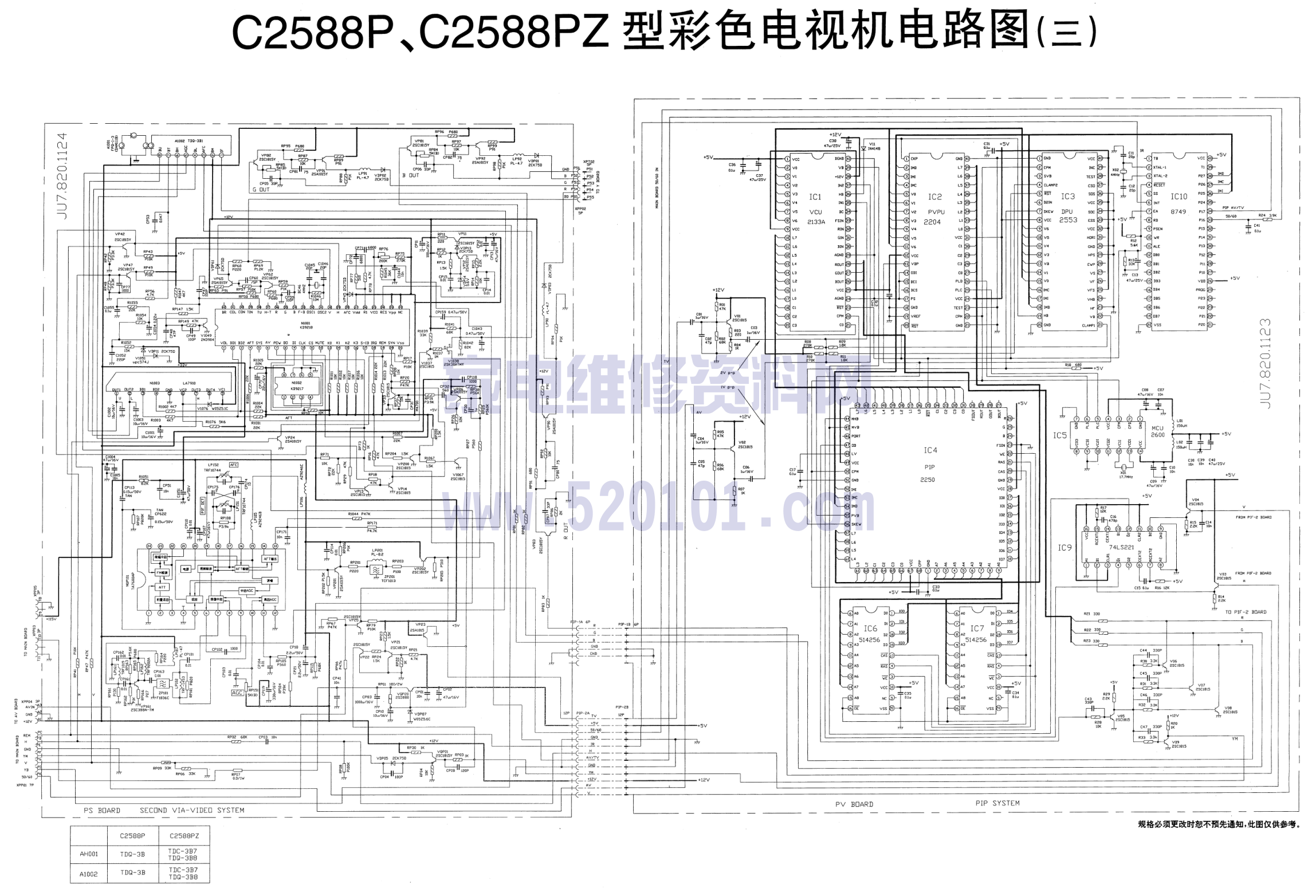 长虹C2588P C2588PZ彩电图纸-2 长虹C2588P C2588PZ彩电图纸-2