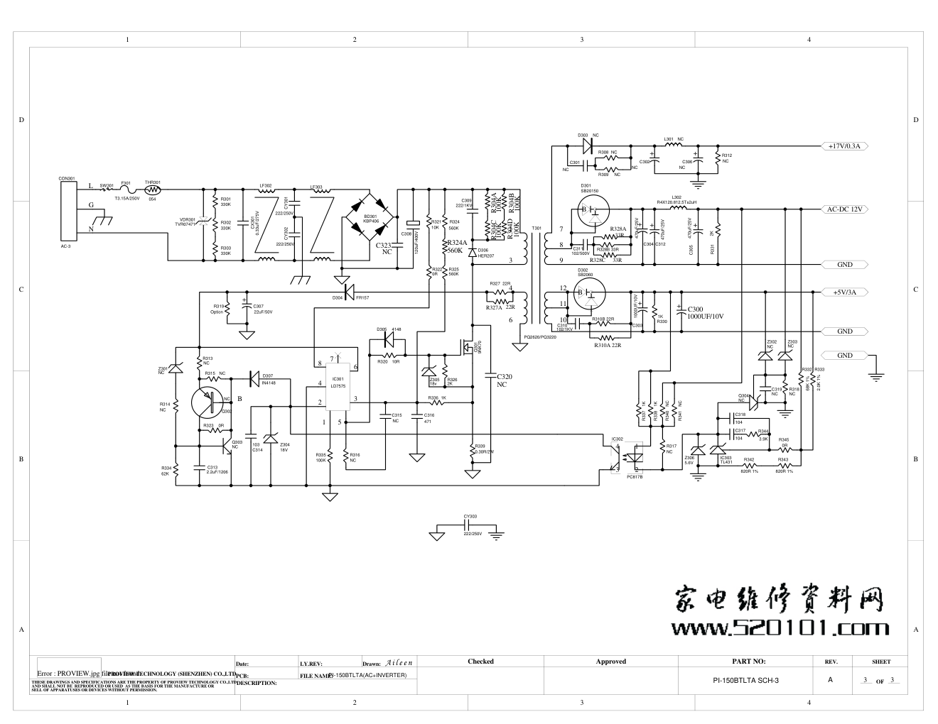 三洋LCD-32CA28液晶电视电源板电路图-0