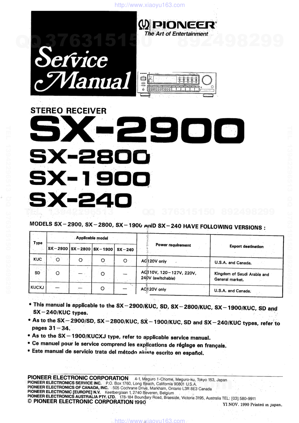 先锋PIONEER SX-2900电路图-0 先锋PIONEER SX-2900电路图-0
