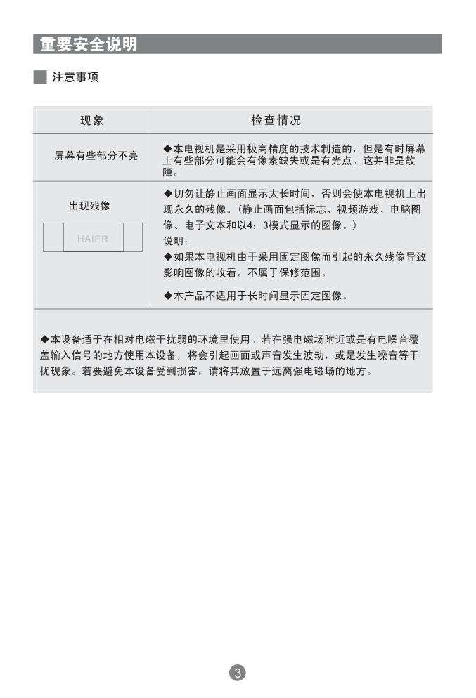 海尔PU50K1等离子彩电使用说明书-3