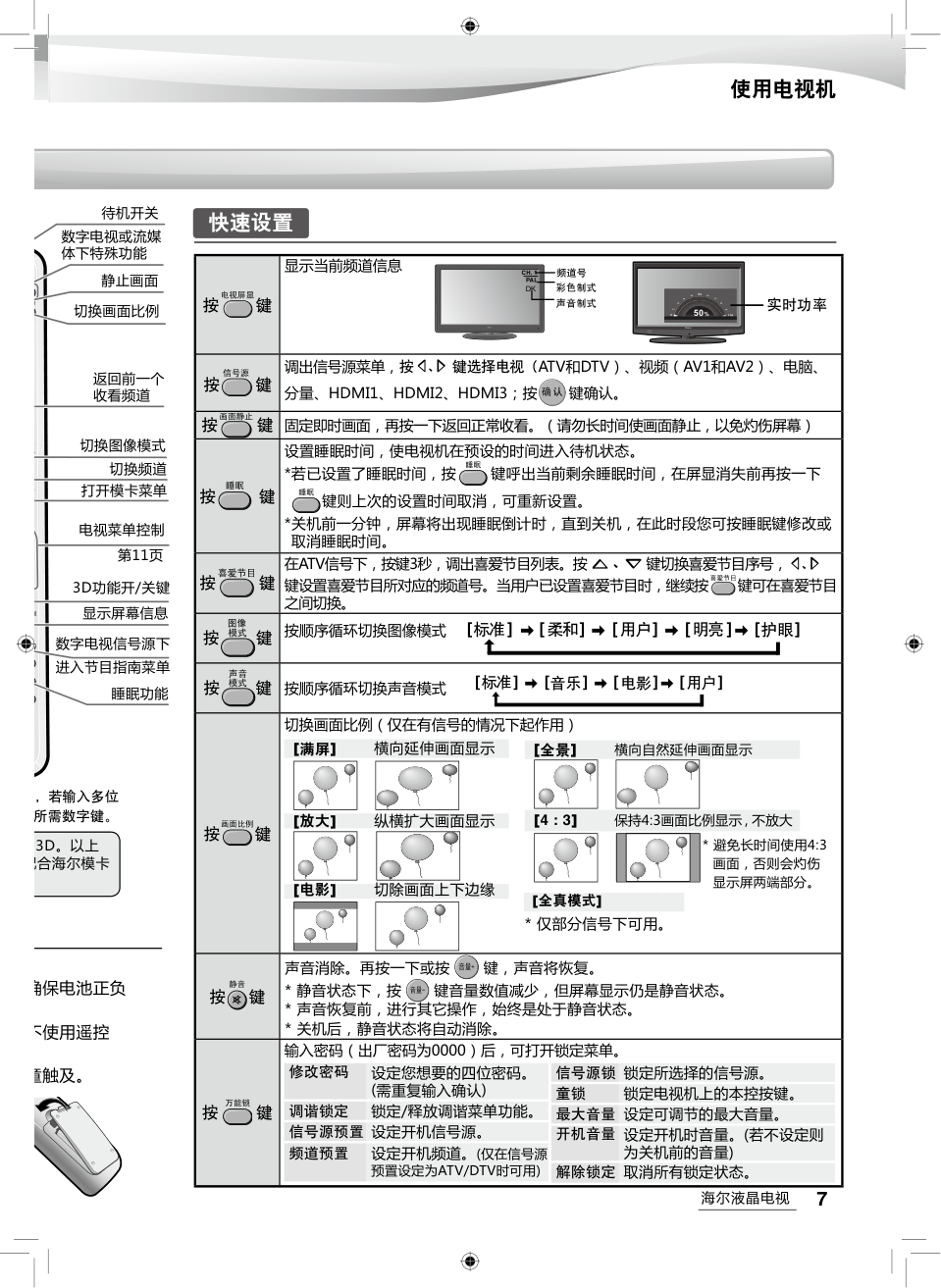 海尔LE55H320P液晶彩电使用说明书-8