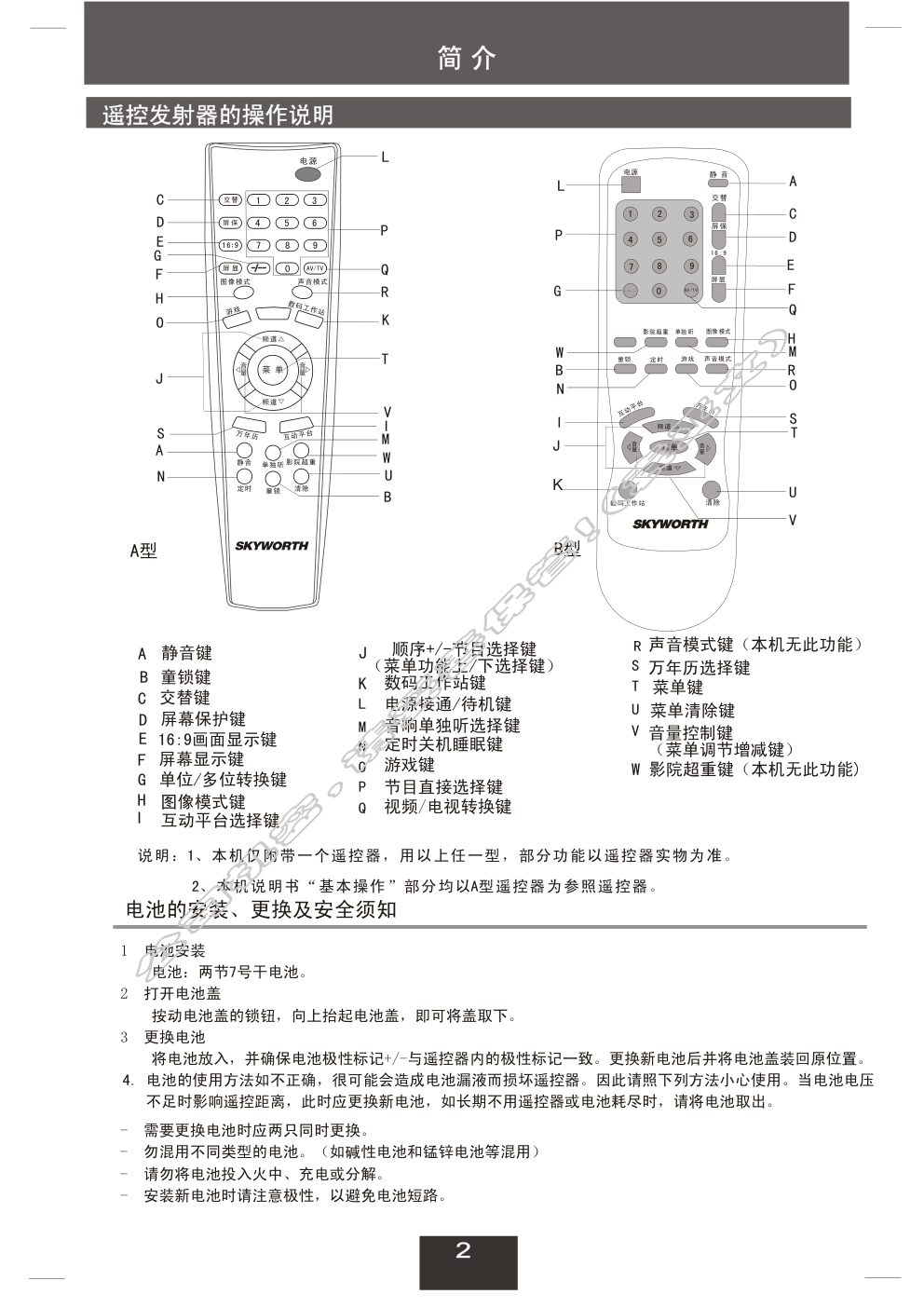 创维21TM9000(3T36机芯)彩电使用说明书-2