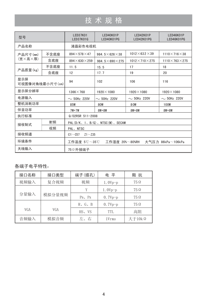 海信LED40K01PG液晶彩电使用说明书-4