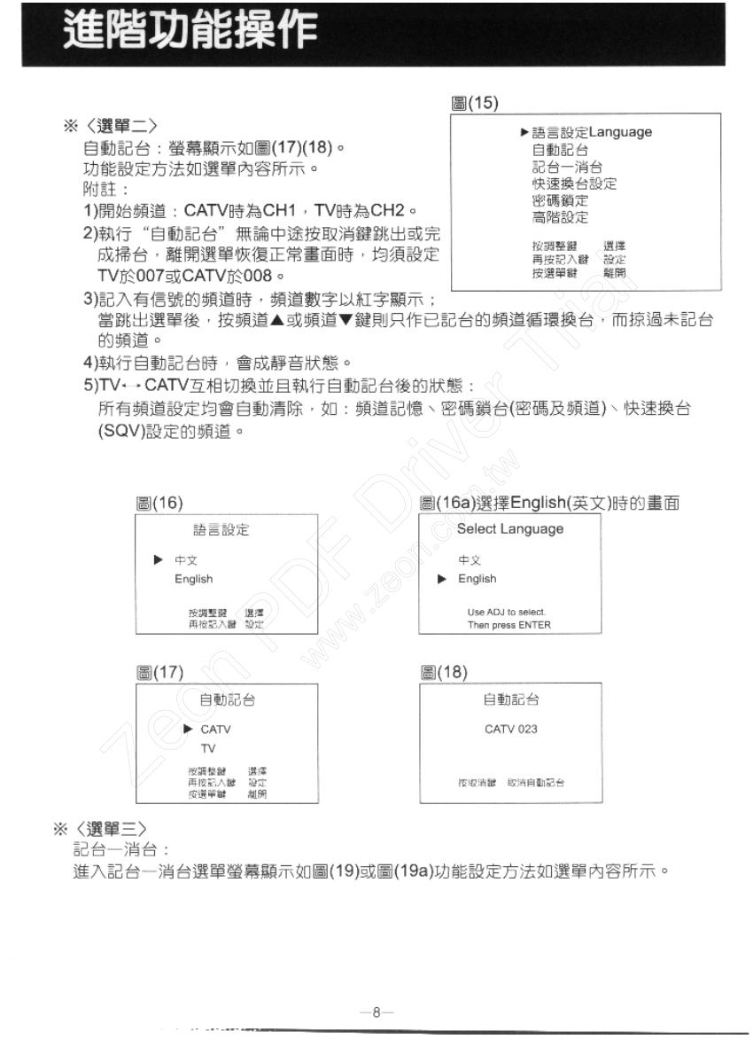 歌林CT-29AR彩色电视机说明书-8