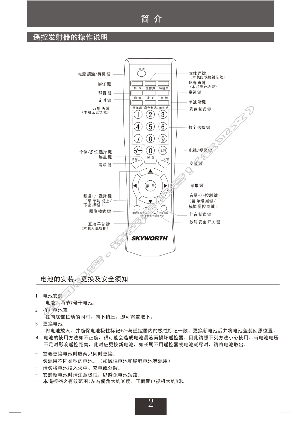 创维25NX9000(4P36机芯)彩电使用说明书-2 创维25NX9000(4P36机芯)彩电使用说明书-2