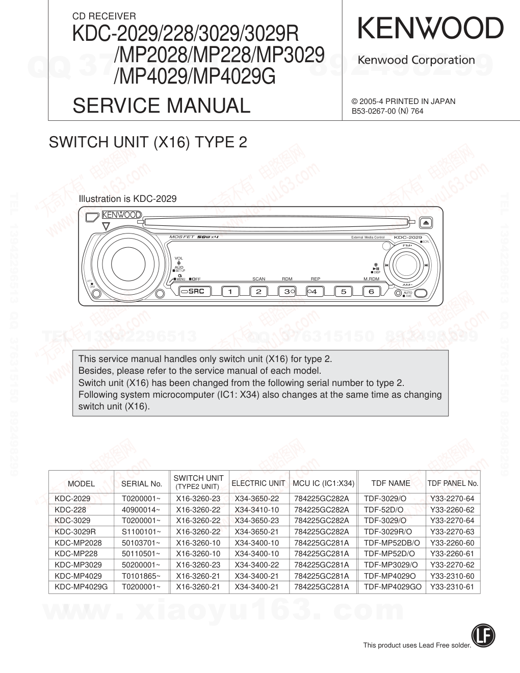 建伍KENWOOD KDC-2029 CD播放器电路图-0 建伍KENWOOD KDC-2029 CD播放器电路图-0
