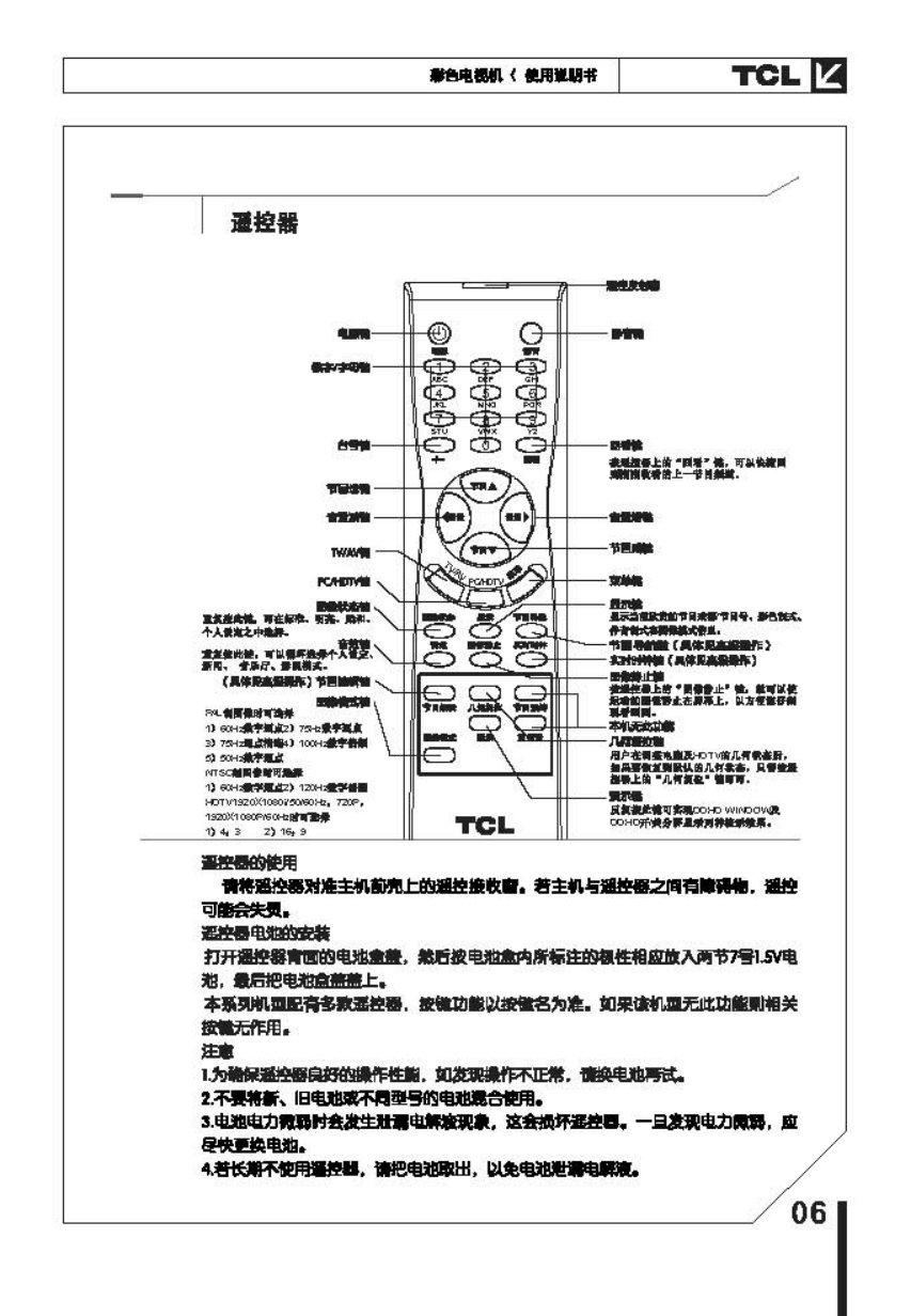 TCL王牌HD29B06彩电使用说明书-6 TCL王牌HD29B06彩电使用说明书-6