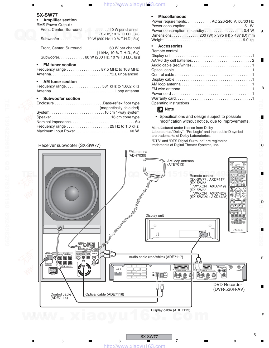 先锋PIONEER SX-SW77电路图-4 先锋PIONEER SX-SW77电路图-4