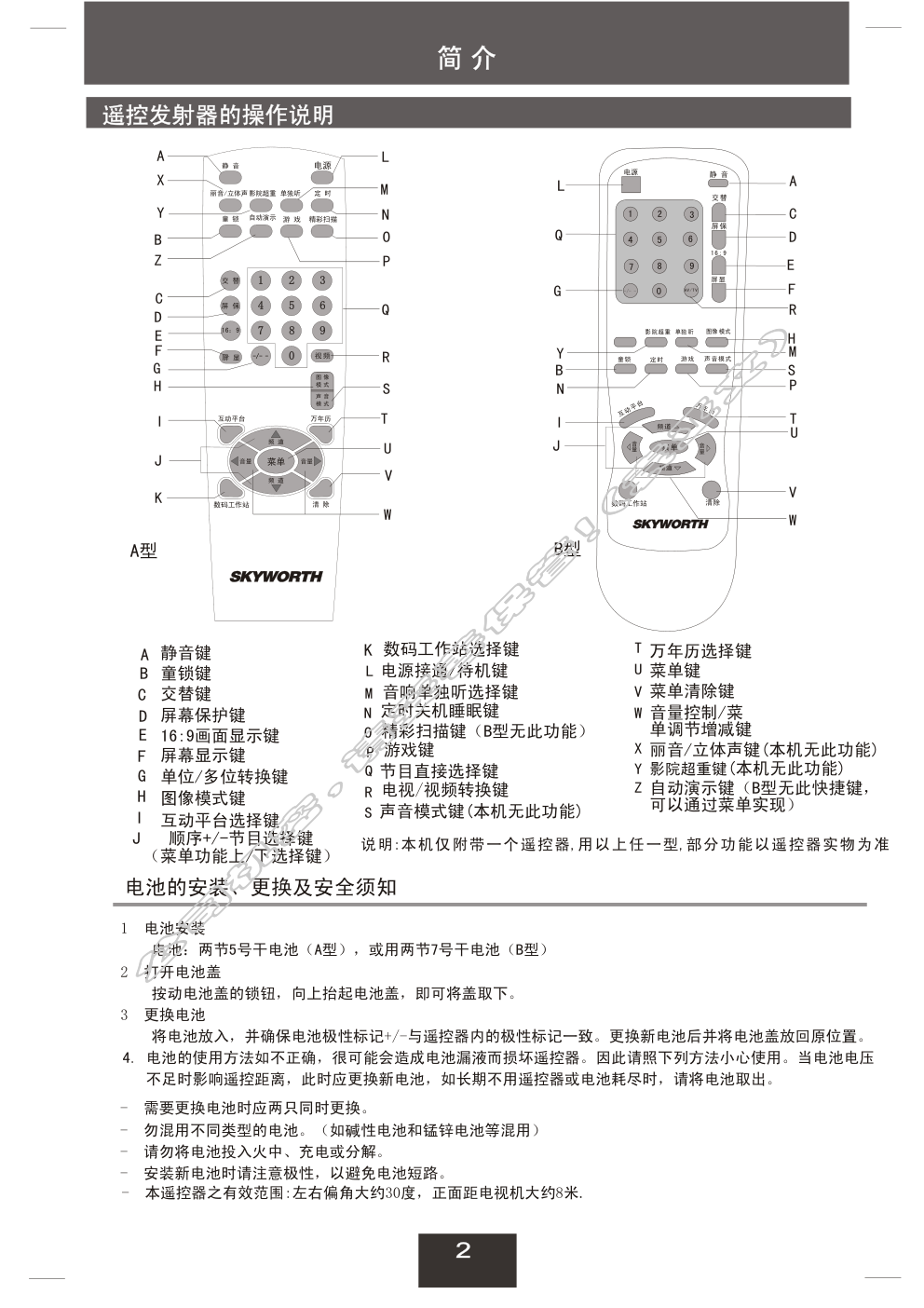 创维21NF9000(3T36机芯)彩电使用说明书-2 创维21NF9000(3T36机芯)彩电使用说明书-2