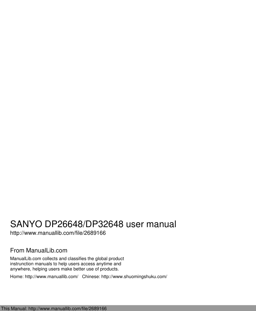 三洋DP32648液晶彩电使用说明书-0 三洋DP32648液晶彩电使用说明书-0
