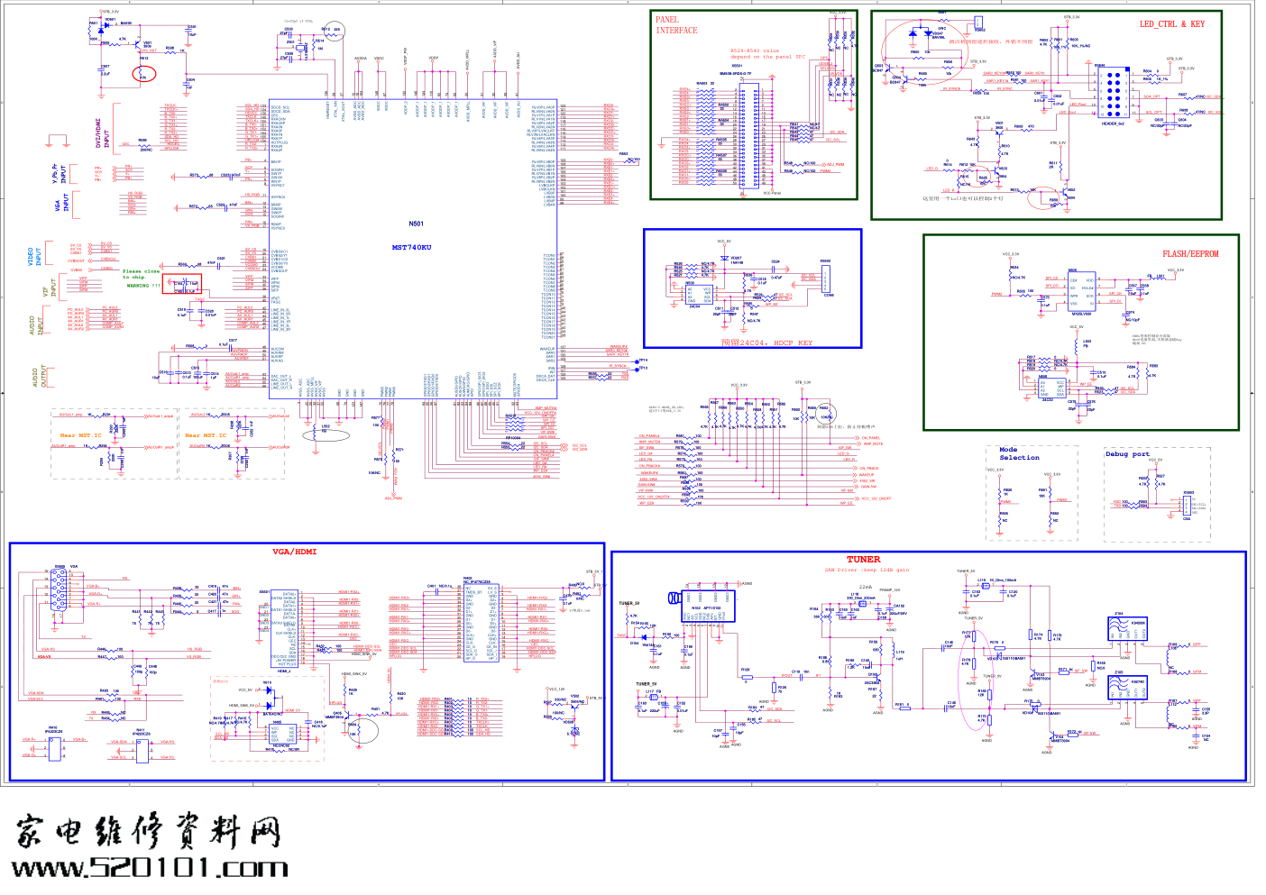 康佳LC19AS69液晶电视35015272板（MST739机芯）电路原理图-1