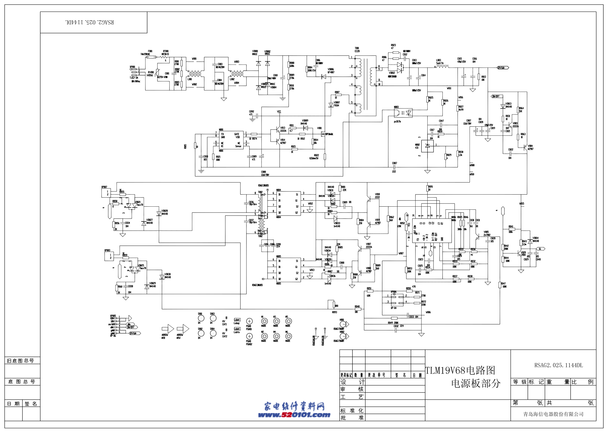 海信TLM19V68系列液晶(1585板)电源电路原理图-0 海信TLM19V68系列液晶(1585板)电源电路原理图-0