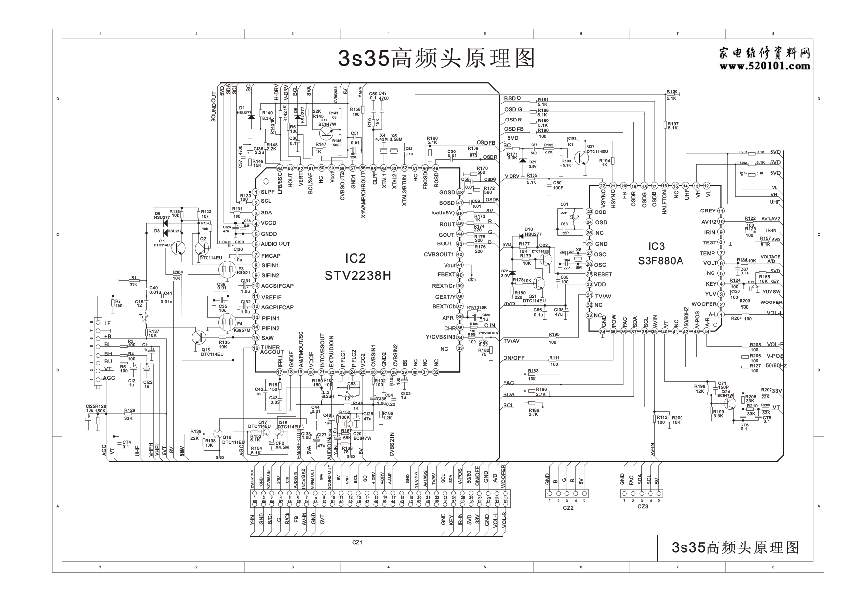 创维21D68AA彩电(3S35机芯)电路原理图-0 创维21D68AA彩电(3S35机芯)电路原理图-0