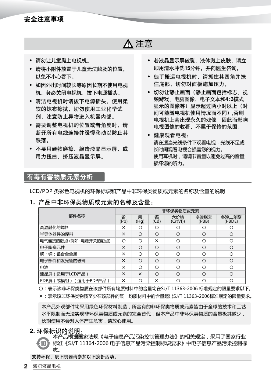 海尔LE42Z300R3D液晶彩电使用说明书-3 海尔LE42Z300R3D液晶彩电使用说明书-3