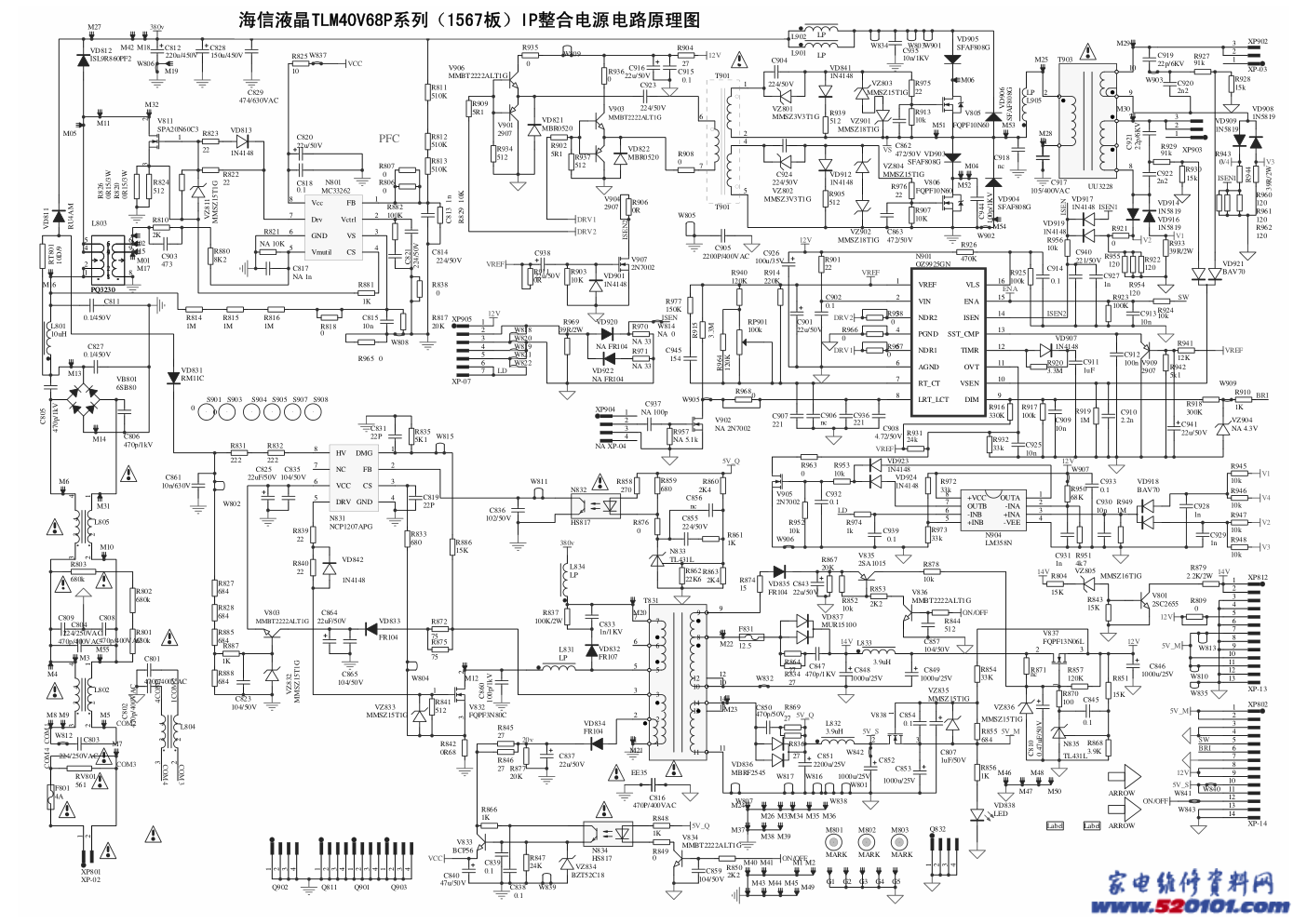 海信液晶TLM40V68P系列(1567板)IP整合电源电路原理图-0 海信液晶TLM40V68P系列(1567板)IP整合电源电路原理图-0