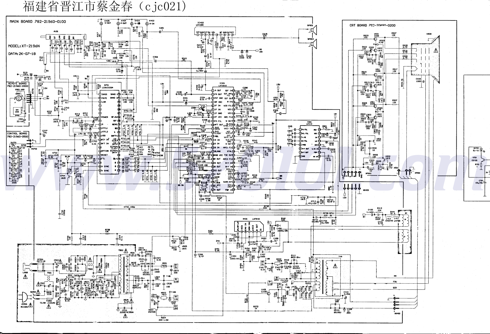 厦华XT-2196N彩电原理图-0 厦华XT-2196N彩电原理图-0
