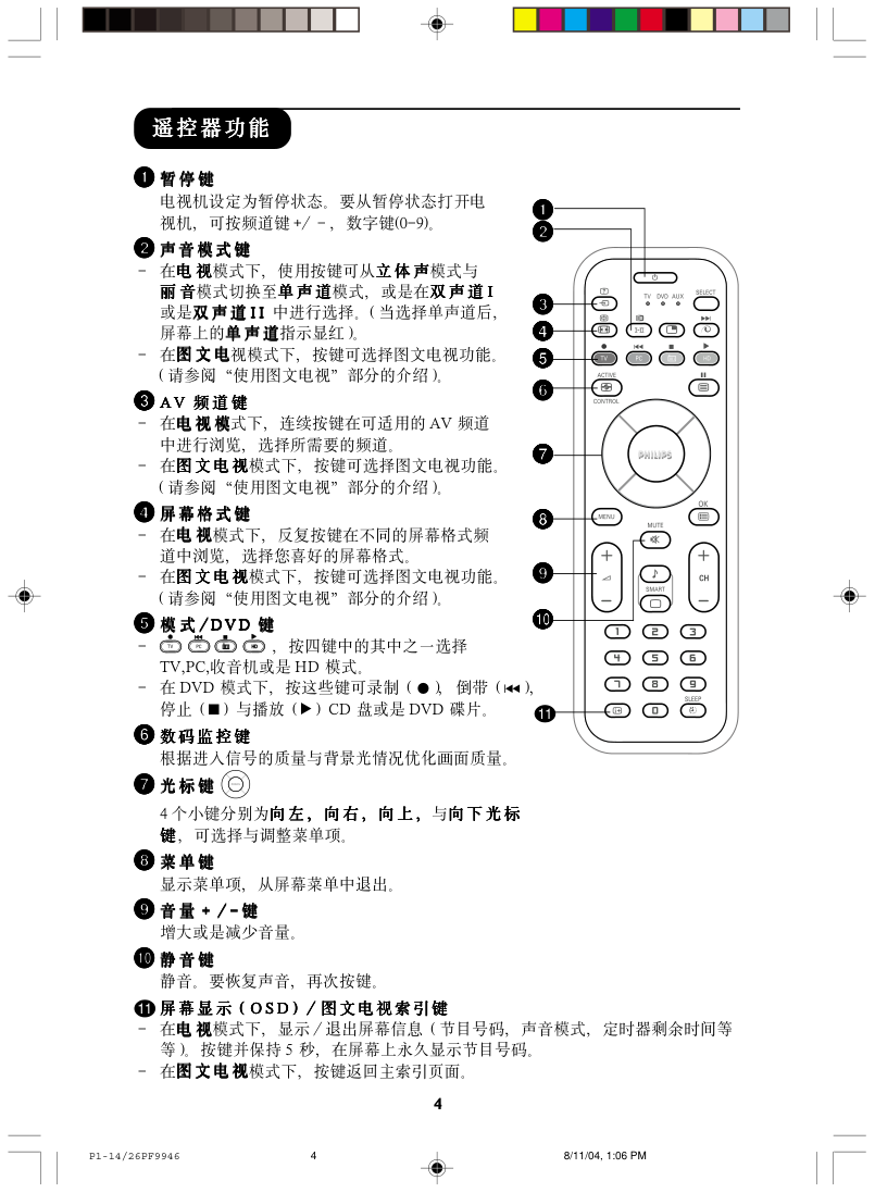 飞利浦23PF9946液晶彩电使用说明书-3 飞利浦23PF9946液晶彩电使用说明书-3