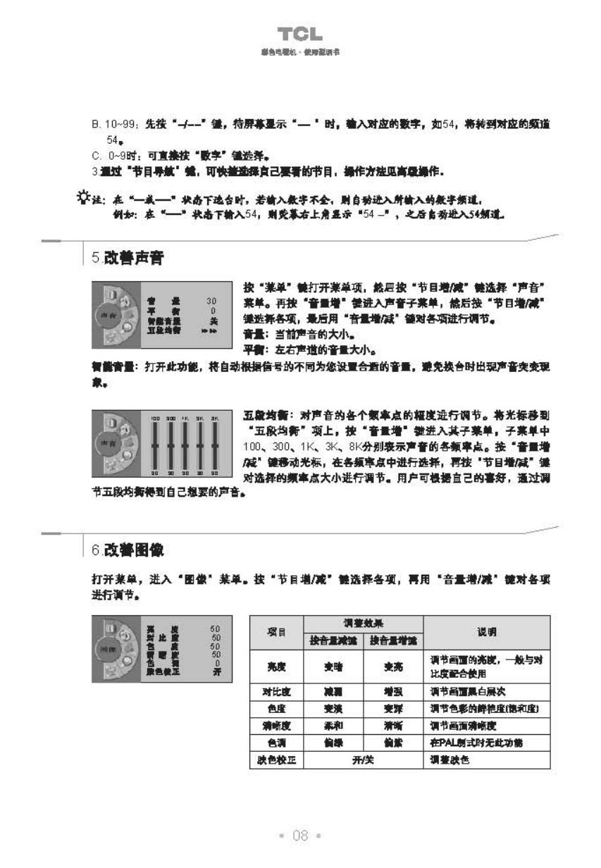 TCL王牌HD34A41彩电使用说明书-8 TCL王牌HD34A41彩电使用说明书-8