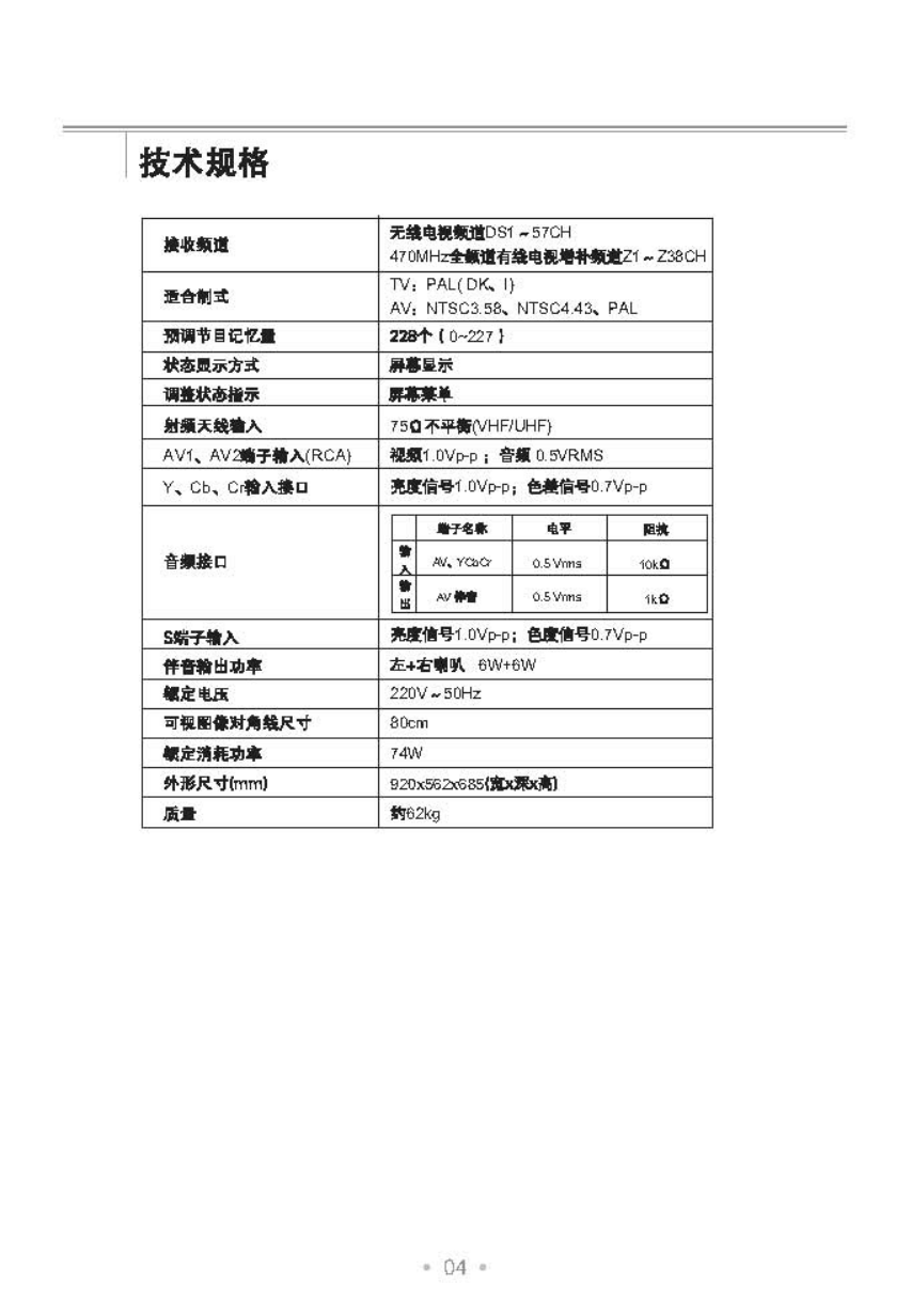 TCL王牌NT34276彩电使用说明书-4 TCL王牌NT34276彩电使用说明书-4
