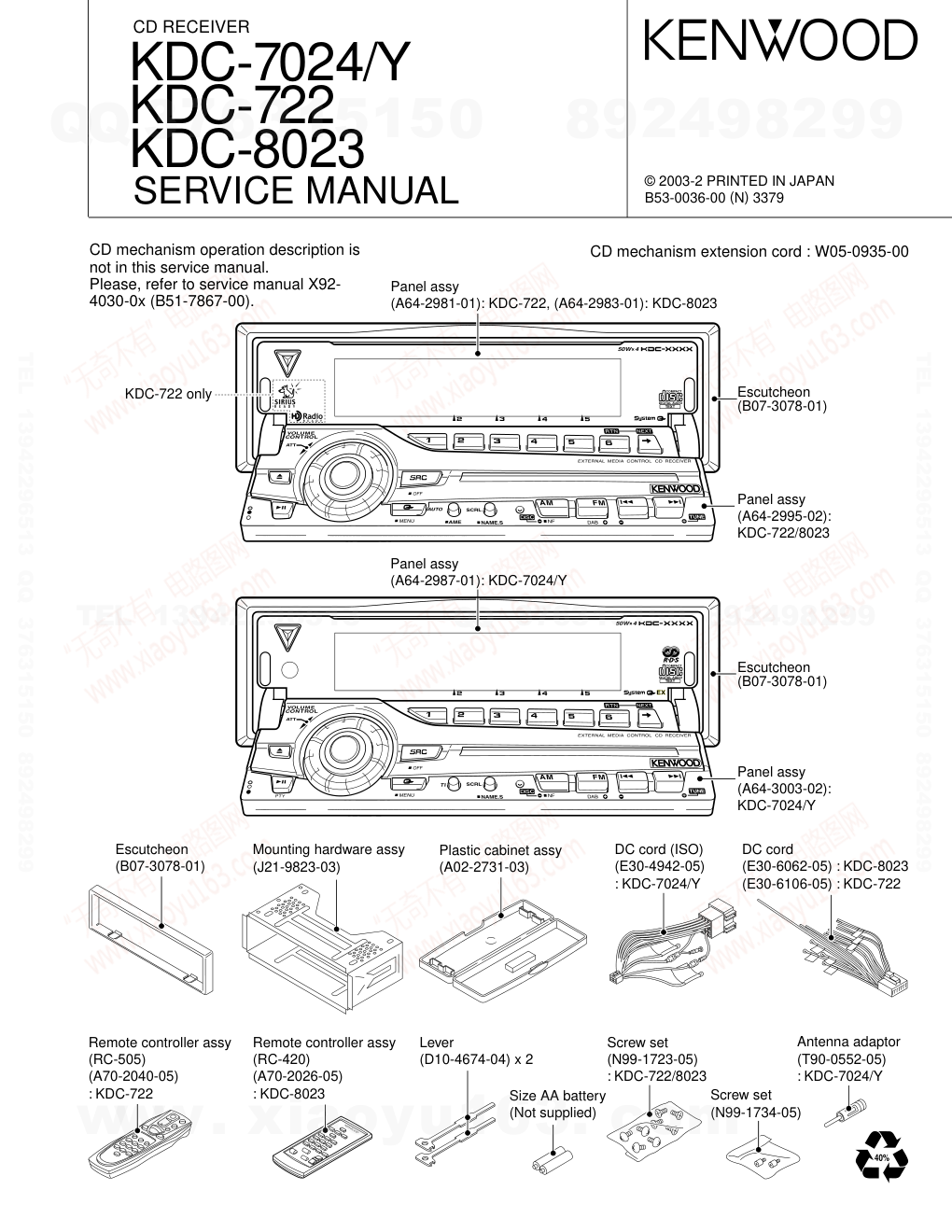 建伍KENWOOD KDC-7024 CD播放器电路图-0 建伍KENWOOD KDC-7024 CD播放器电路图-0