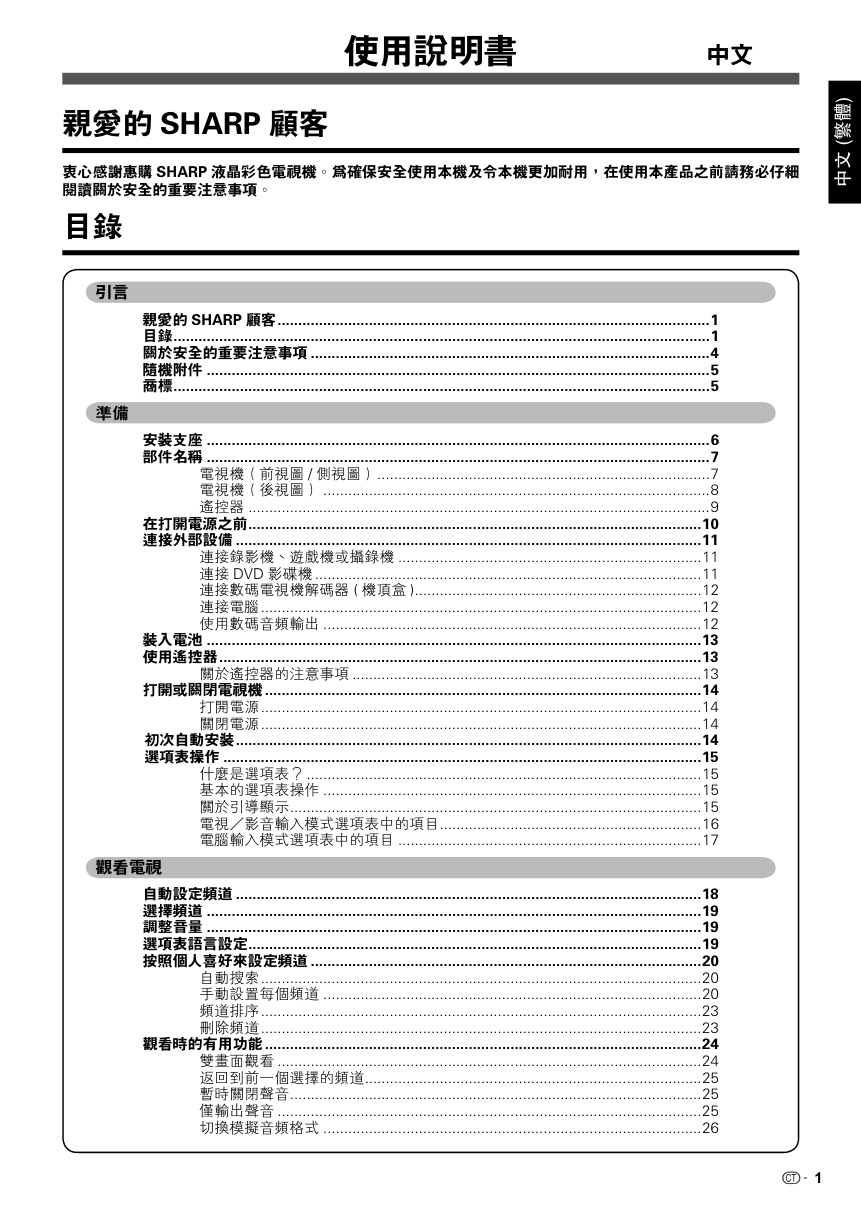 声宝LC-42A66M型液晶电视机说明书-1