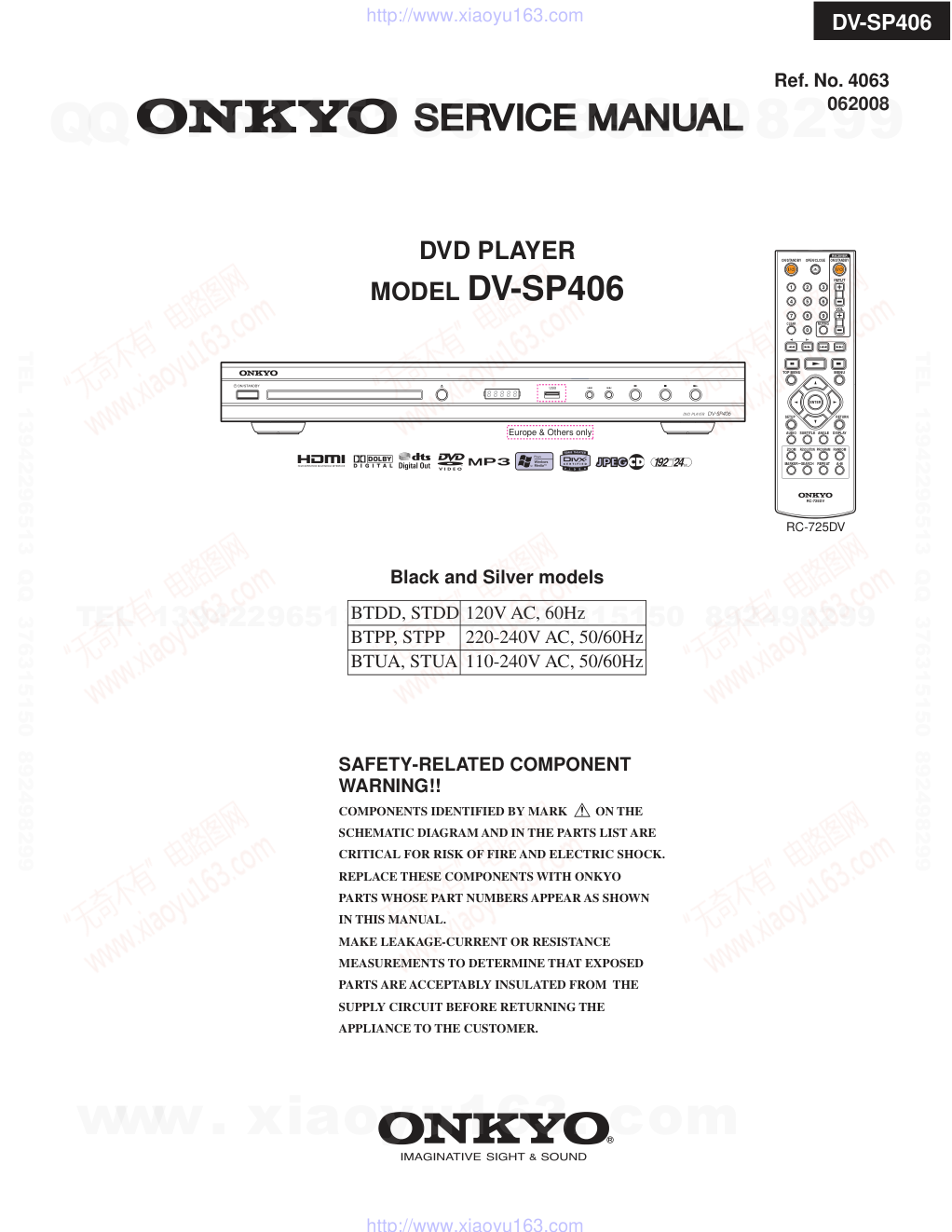 安桥ONKYO DV-SP406 DVD播放器电路图-0