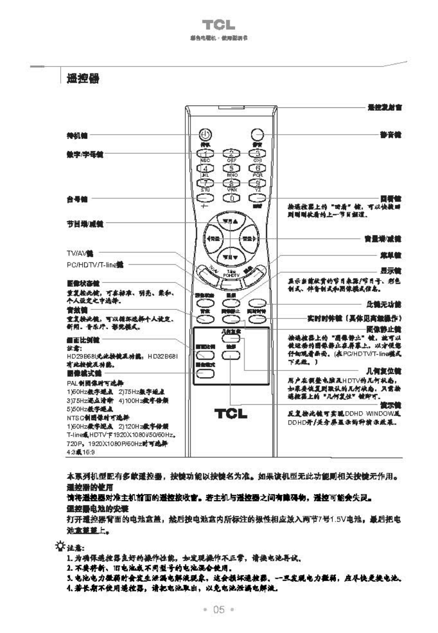 TCL王牌HD34B68I彩电使用说明书-5 TCL王牌HD34B68I彩电使用说明书-5