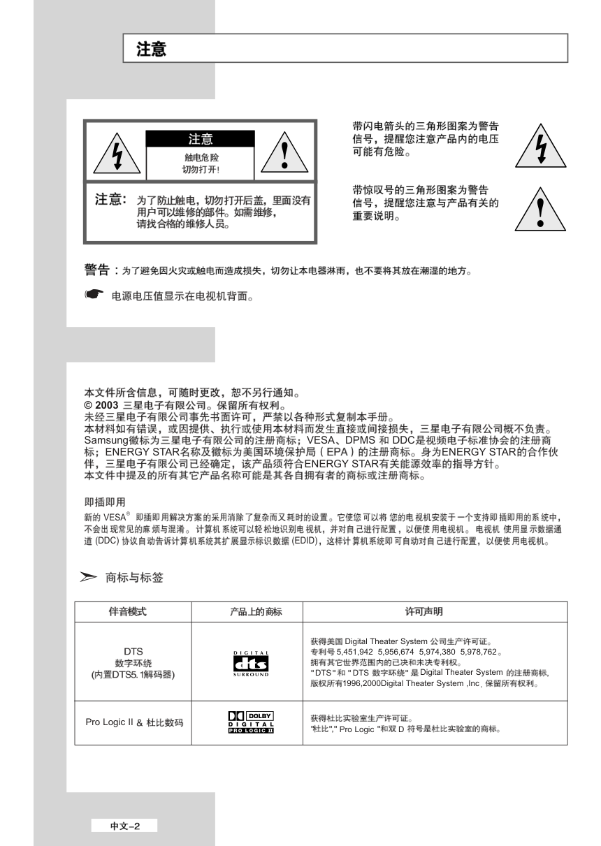 三星LS40A23W液晶彩电使用说明书-1