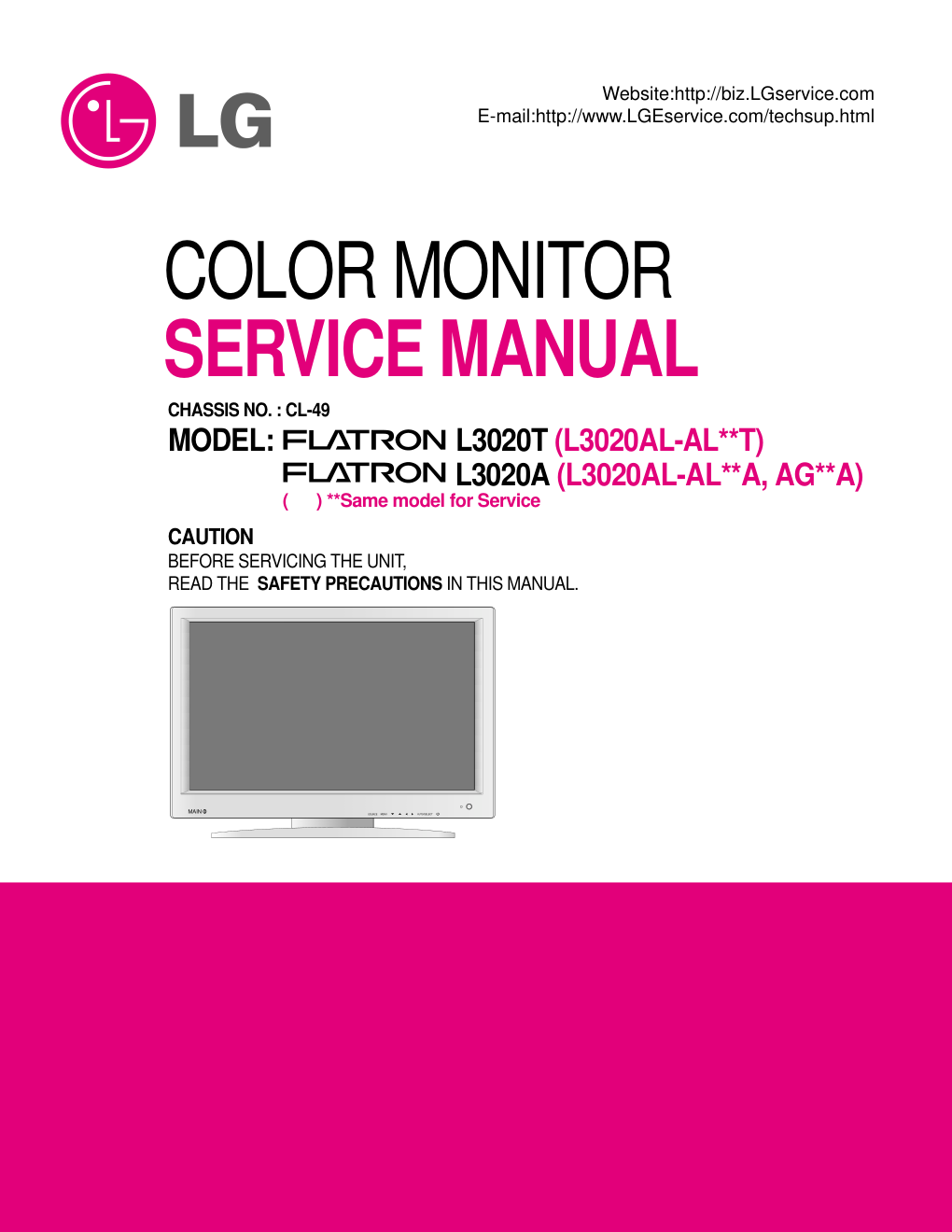 LG L3020液晶显示器维修手册和图纸-0