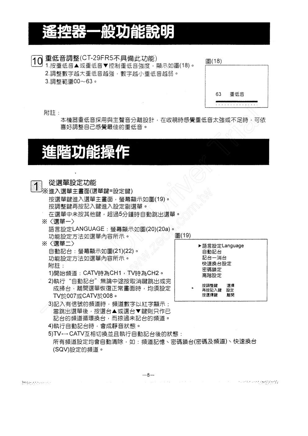 歌林CT-2902R型电视机使用说明书-8
