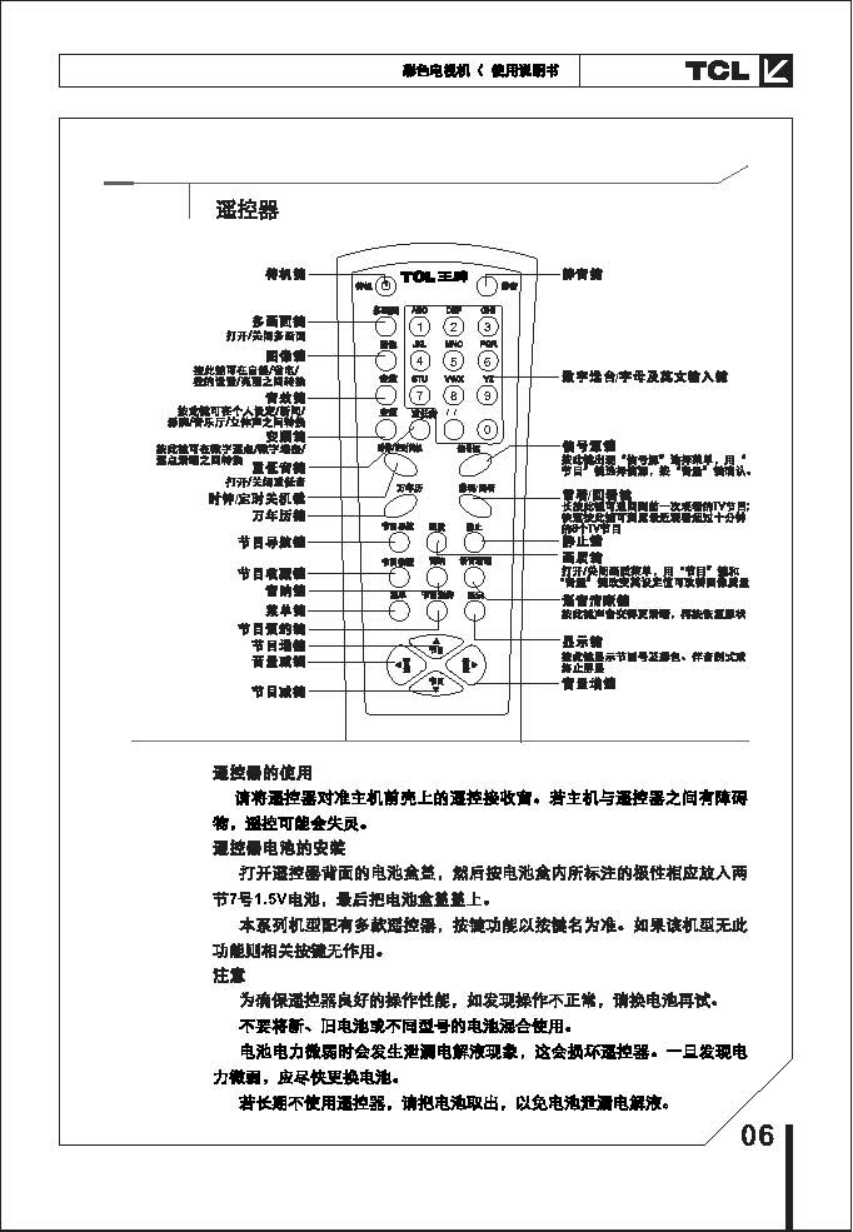 TCL王牌HID34A41H彩电使用说明书-6 TCL王牌HID34A41H彩电使用说明书-6