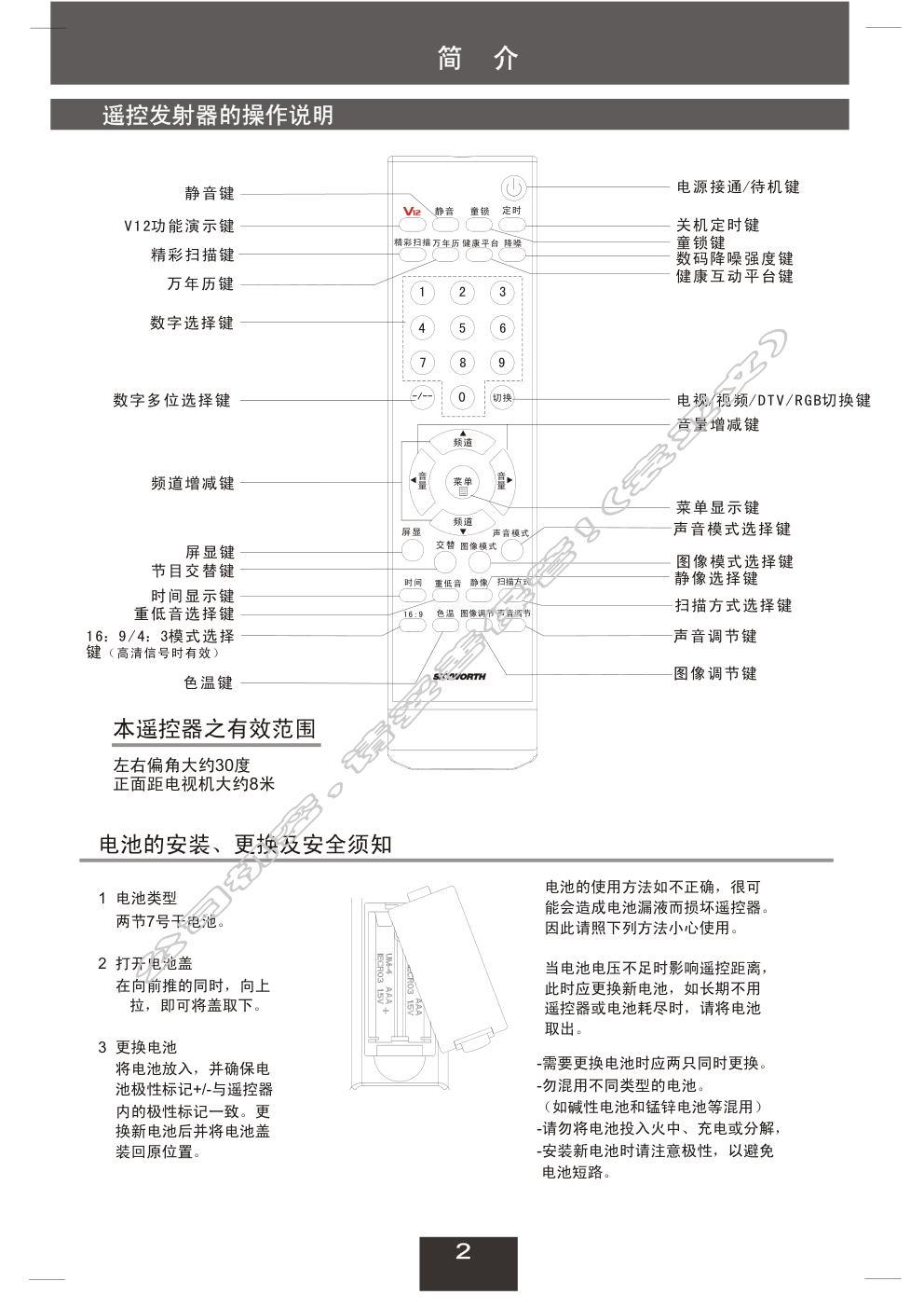 创维34T60HT(6D78机芯)彩电使用说明书-2 创维34T60HT(6D78机芯)彩电使用说明书-2