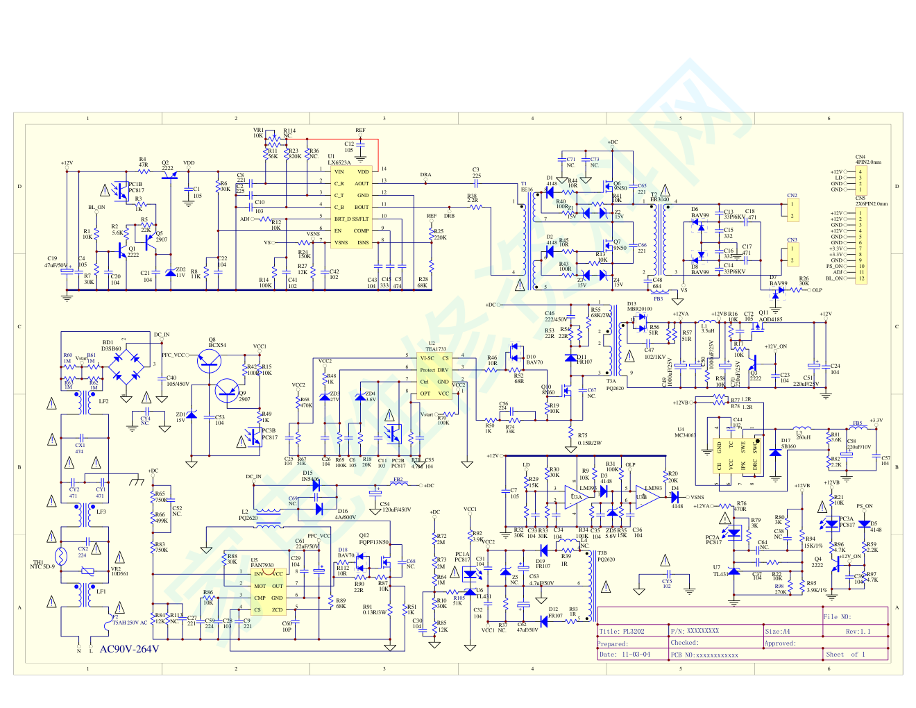 TCL液晶电视PL3202 SCH REV0.4电源板电路原理图-0