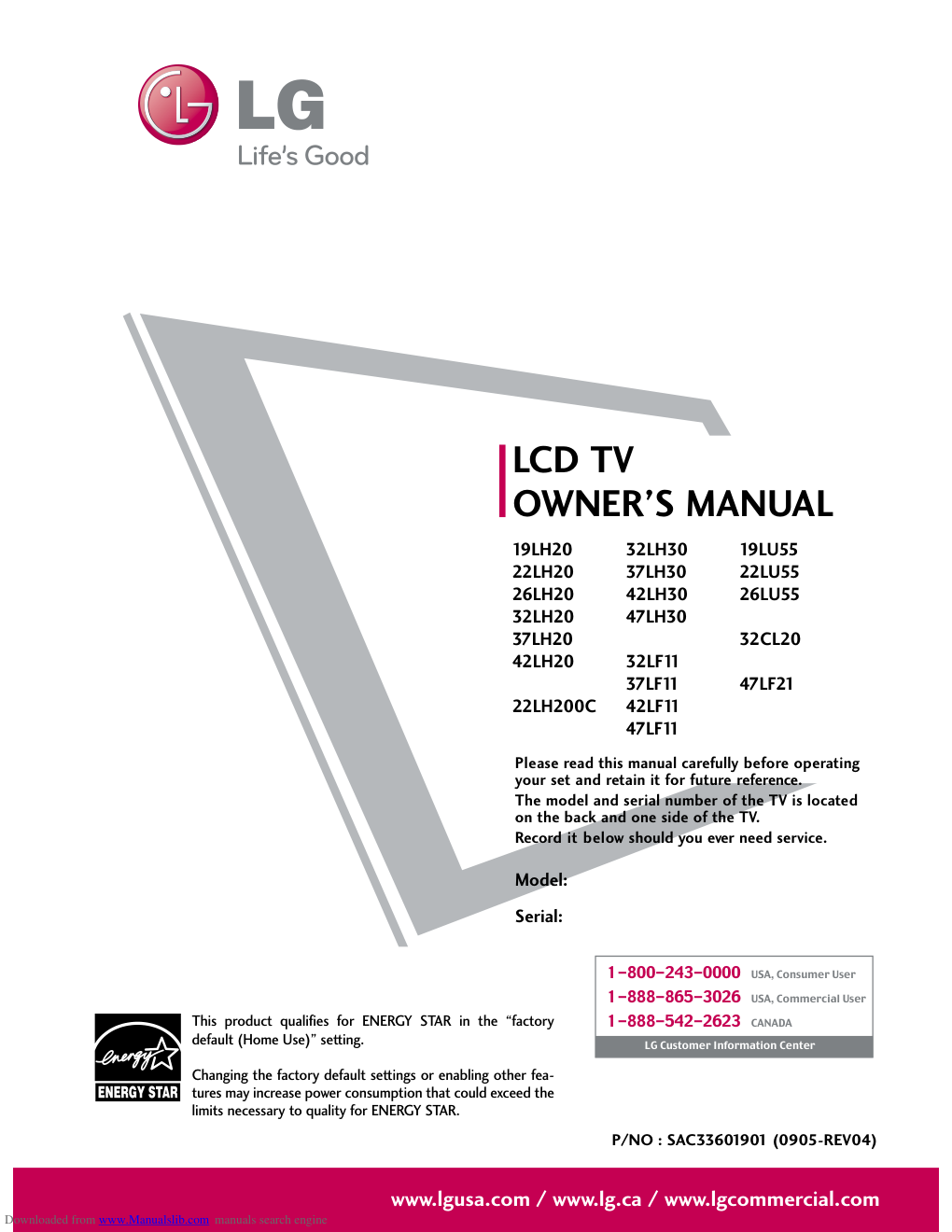 LG 37LF11液晶彩电用户手册-0 LG 37LF11液晶彩电用户手册-0