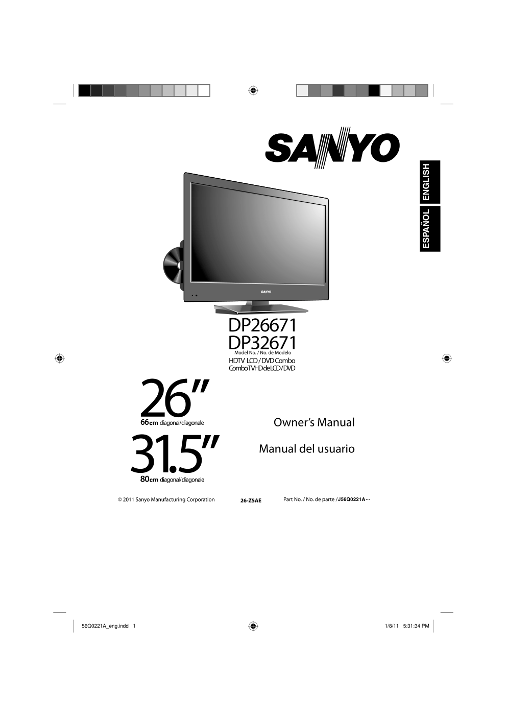 三洋DP32671液晶彩电使用说明书-0 三洋DP32671液晶彩电使用说明书-0