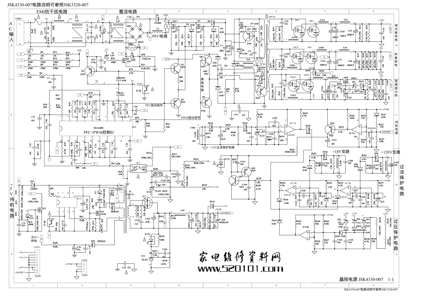 TCL JSK4330-007电源板电路原理图-0 TCL JSK4330-007电源板电路原理图-0