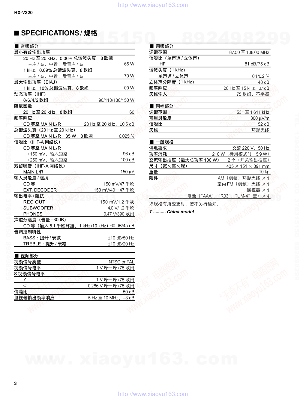 雅马哈YAMAHA RX-V320电路图-3