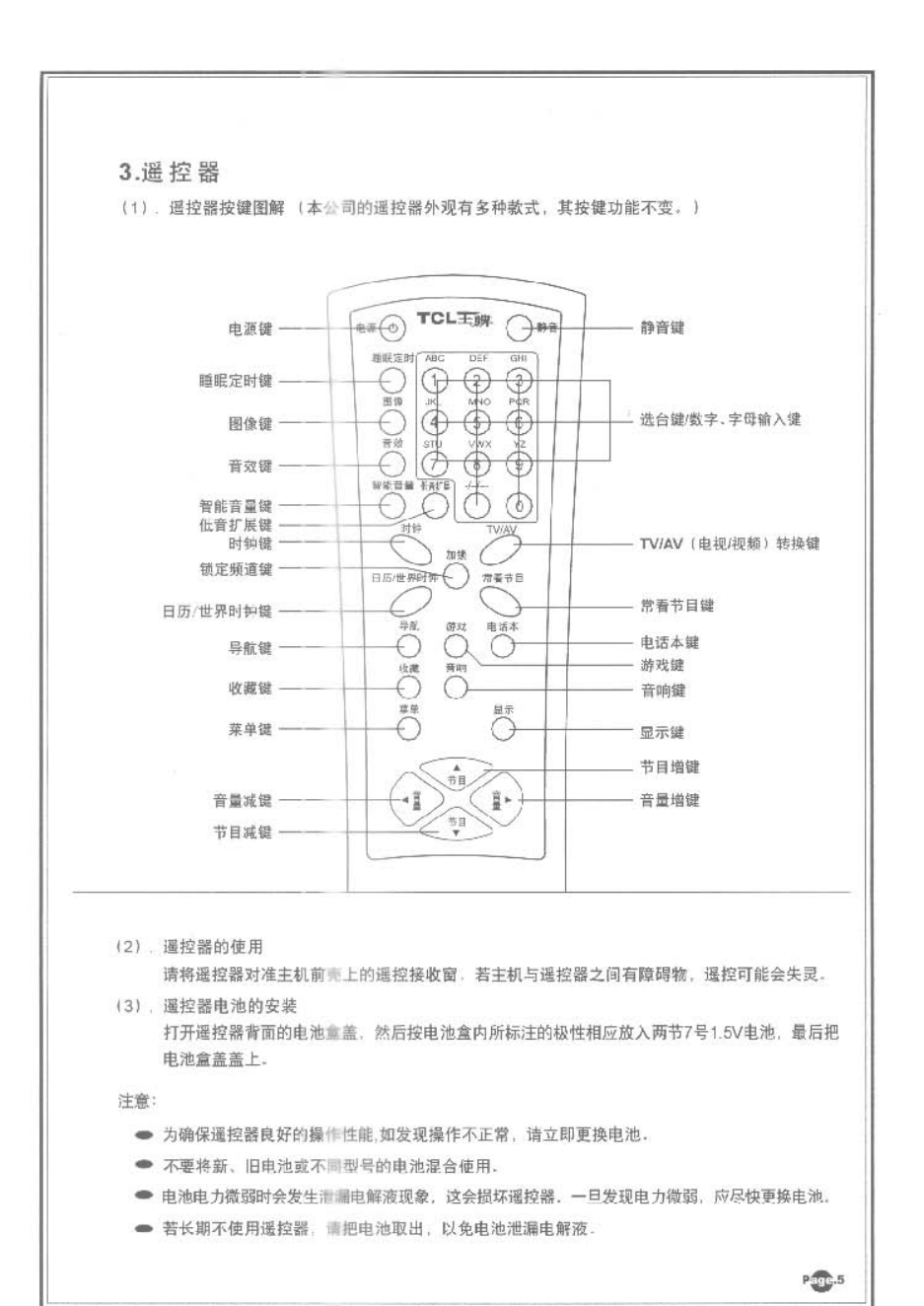 TCL王牌AT34281彩电使用说明书-6