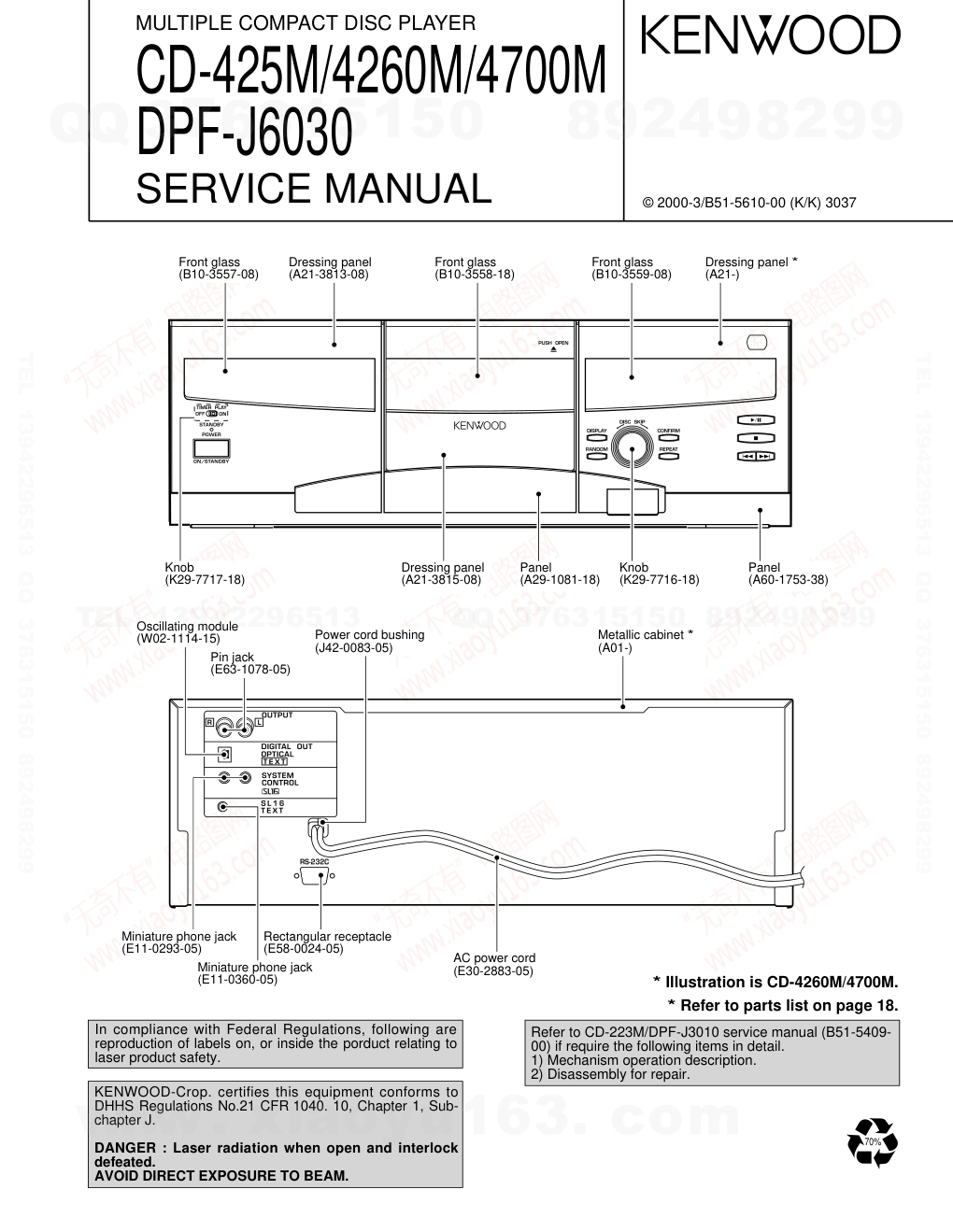 建伍KENWOOD CD-425M CD播放机电路图-0 建伍KENWOOD CD-425M CD播放机电路图-0