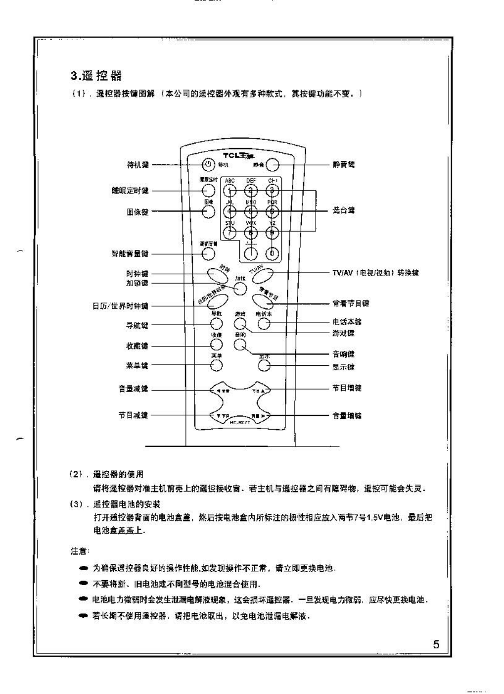 TCL王牌AT2165彩电使用说明书-6 TCL王牌AT2165彩电使用说明书-6