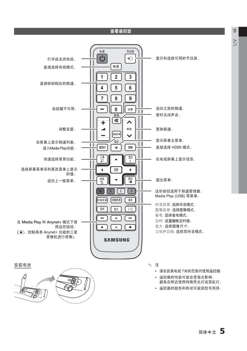 三星 SERIES4 LED液晶电视用户手册-5 三星 SERIES4 LED液晶电视用户手册-5