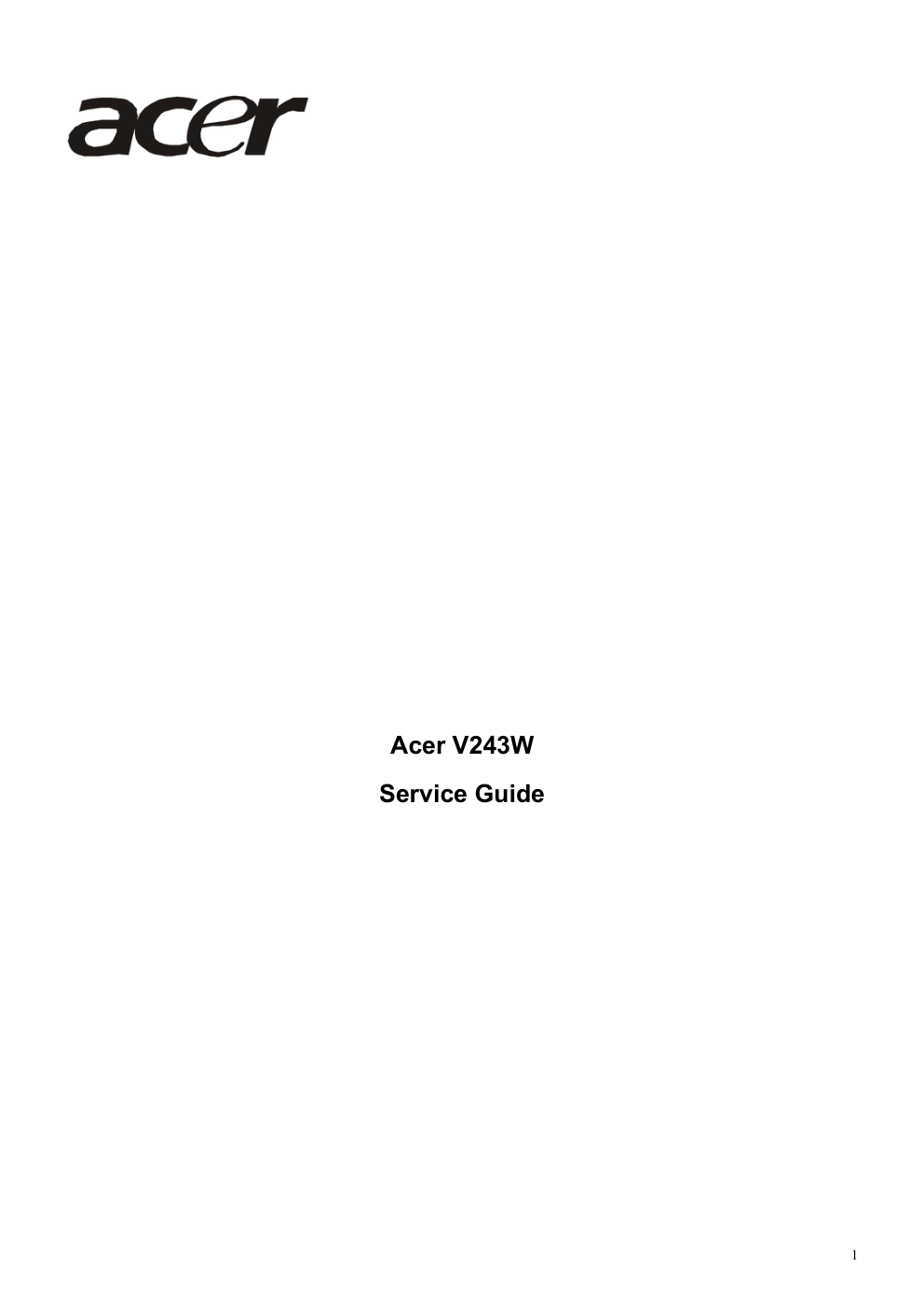 ACER V243W液晶显示器维修手册-0 ACER V243W液晶显示器维修手册-0